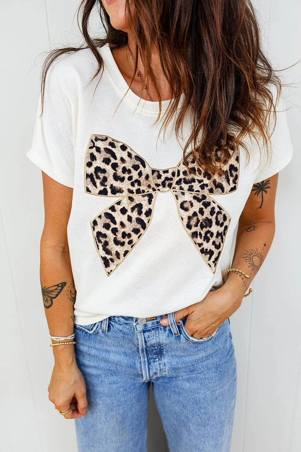 Leopard Bow Graphic Relaxed Fit T-Shirt sold by Charming Charlie product image thumbnail 2