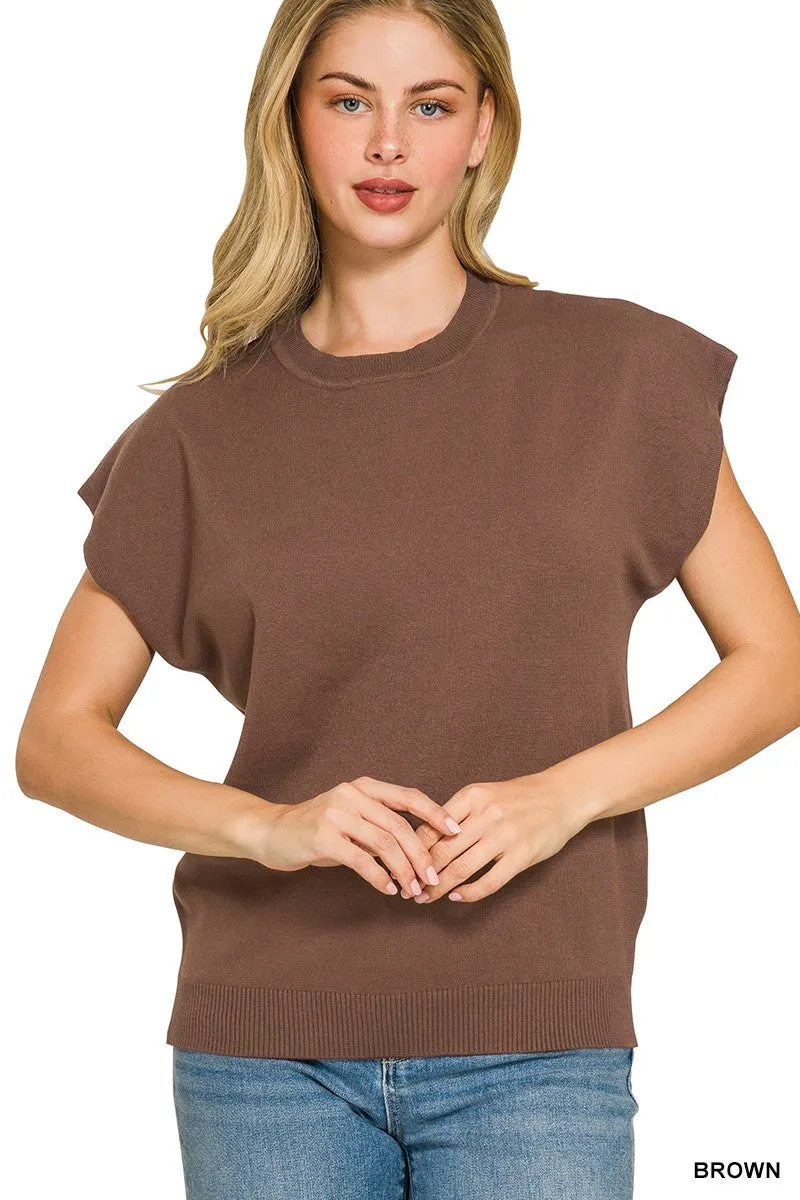 Zenana Viscose Round-neck Short Sleeve Sweater sold by Charming Charlie