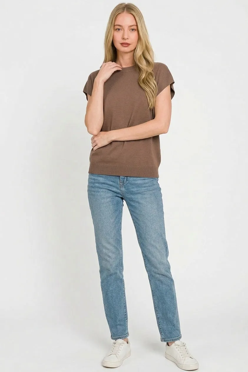 Zenana Viscose Round-neck Short Sleeve Sweater sold by Charming Charlie product image thumbnail 3