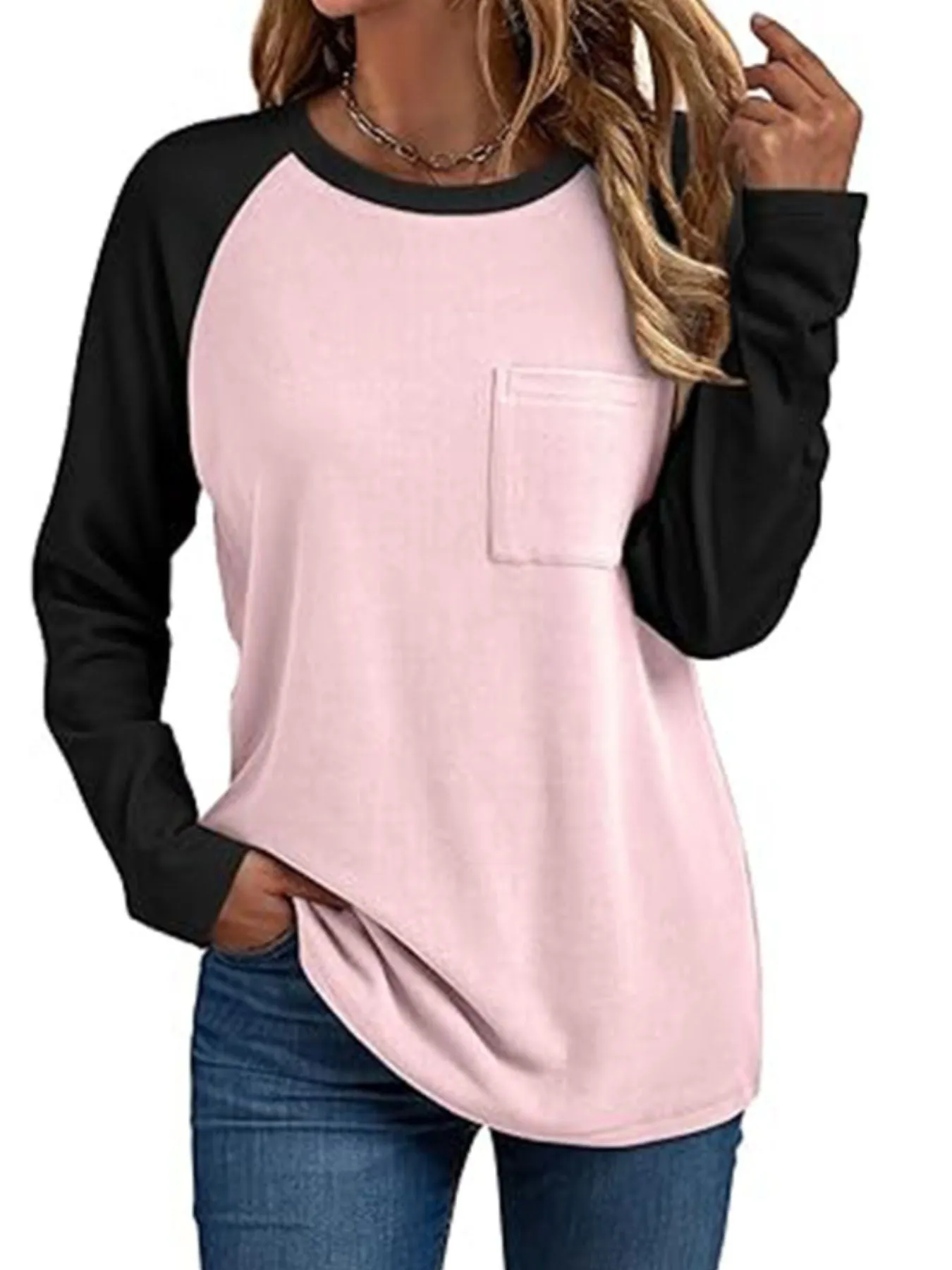 Round Neck Raglan Sleeve T-Shirt with Pocket sold by Charming Charlie product image thumbnail 5