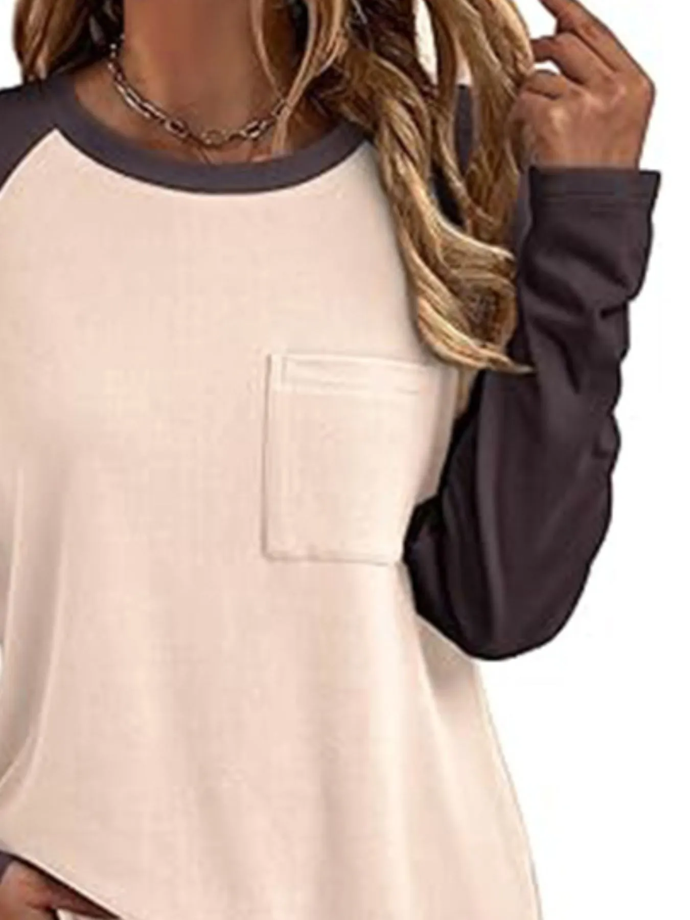 Round Neck Raglan Sleeve T-Shirt with Pocket sold by Charming Charlie product image thumbnail 2