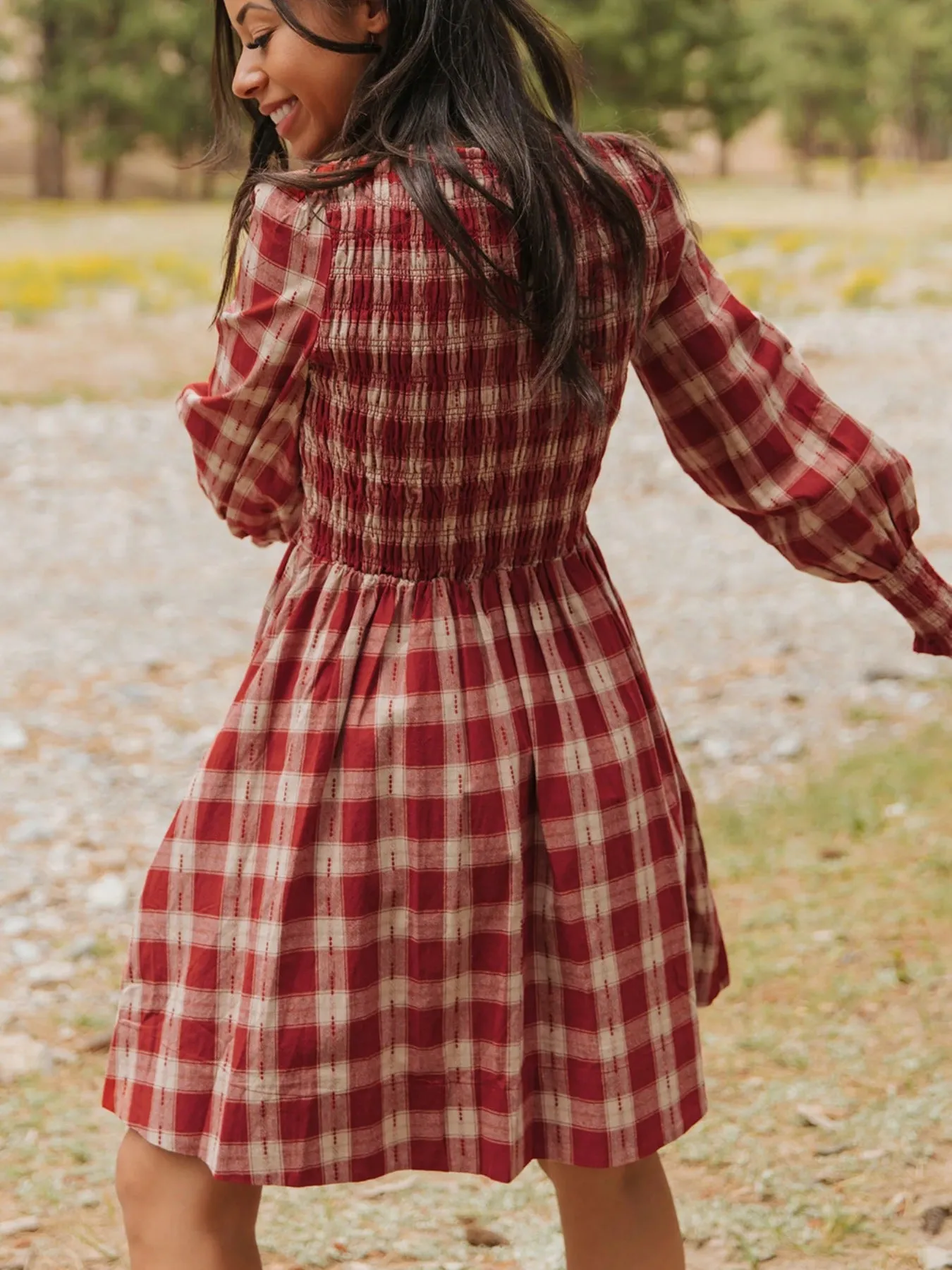 Plaid Print Smocked Puff Sleeve Mini Dress sold by Charming Charlie product image thumbnail 2
