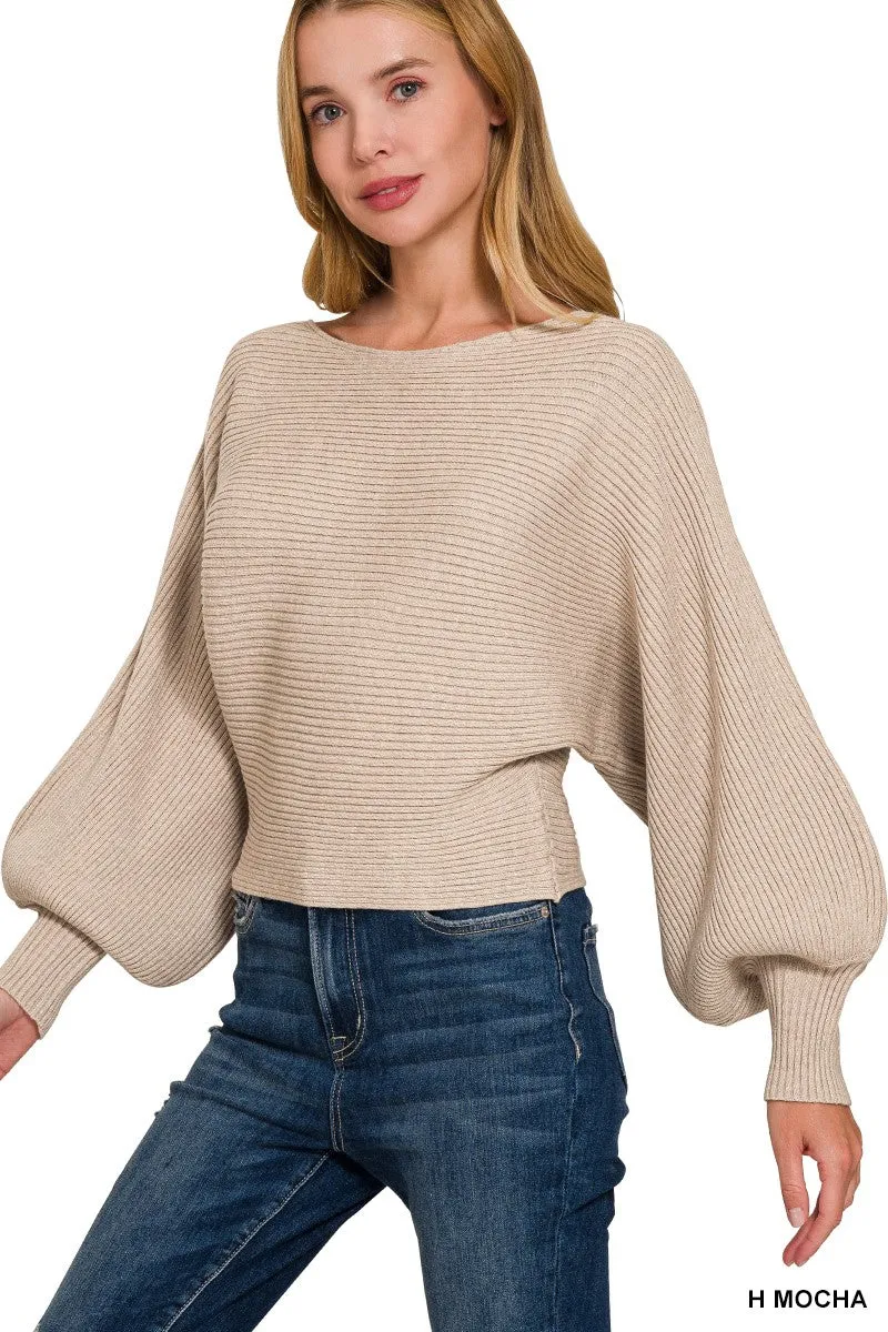 Zenana Boat Neck Balloon Sleeve Sweater sold by Charming Charlie product image thumbnail 2