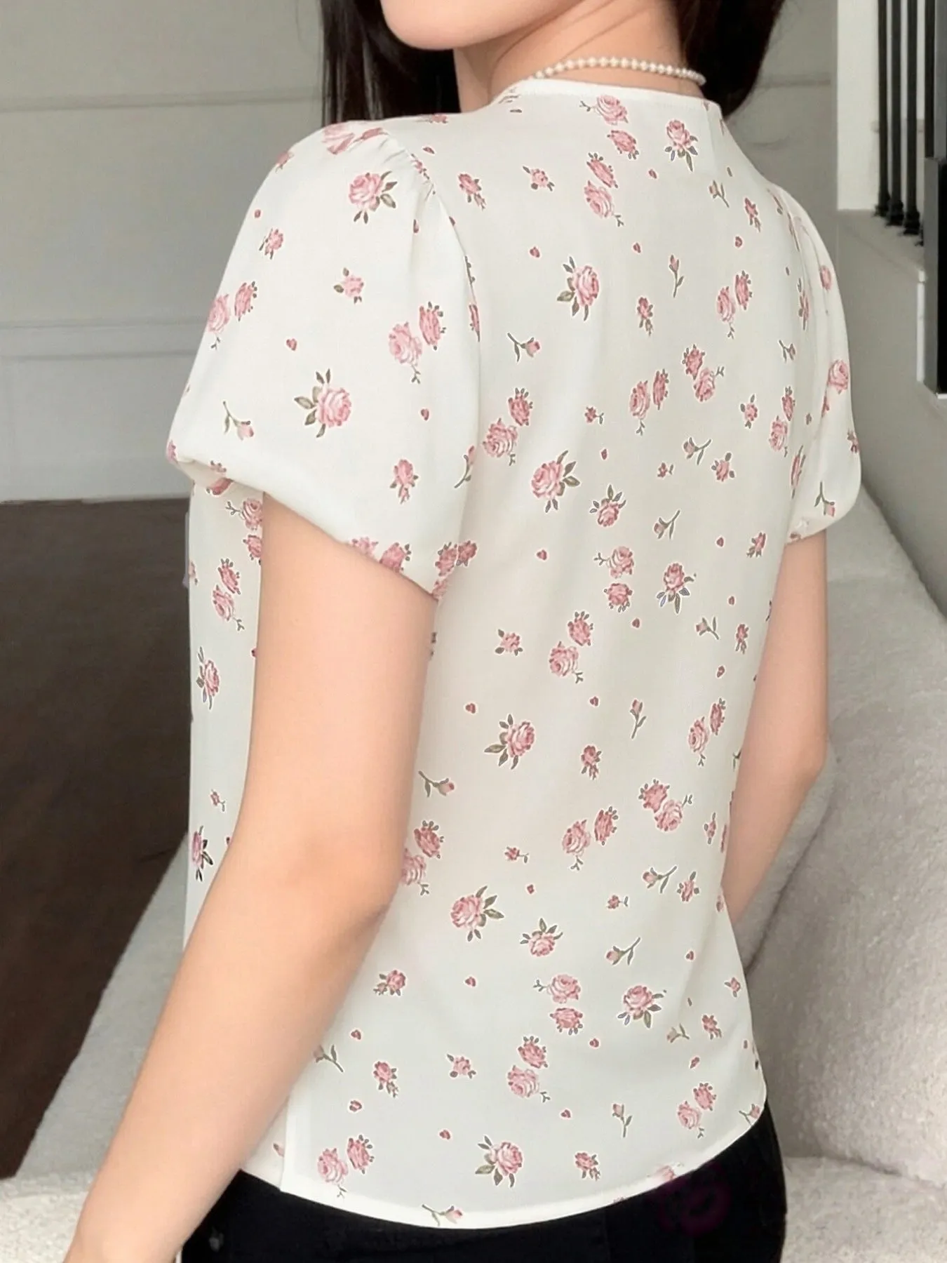 Lace Detail Short Sleeve Blouse sold by Charming Charlie product image thumbnail 3