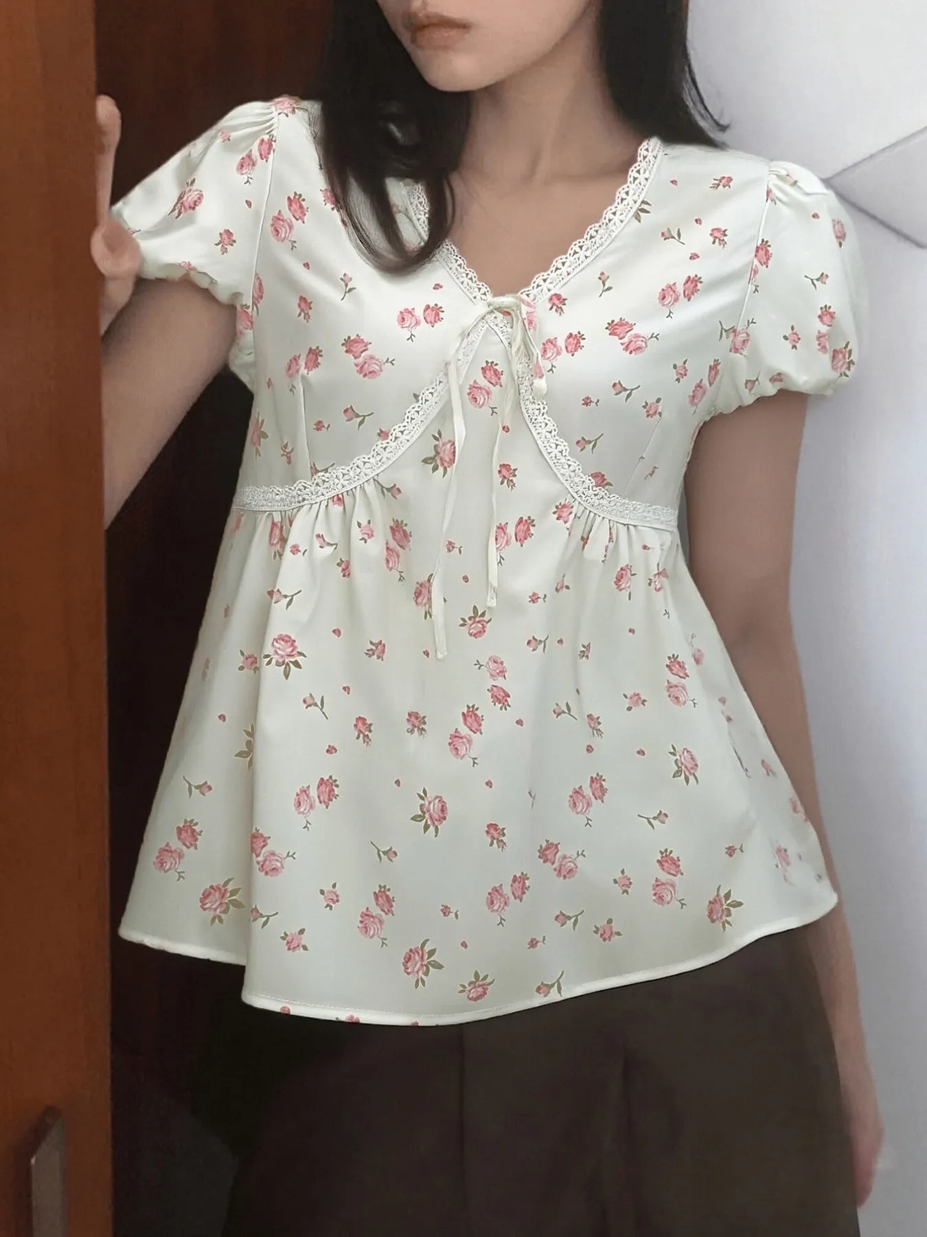 Lace Detail Short Sleeve Blouse sold by Charming Charlie product image thumbnail 2