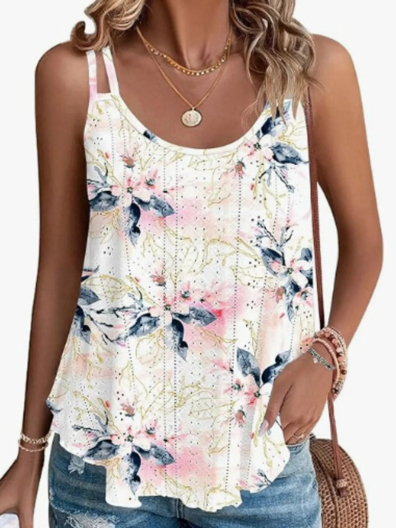 Eyelet Double Strap Cami sold by Charming Charlie