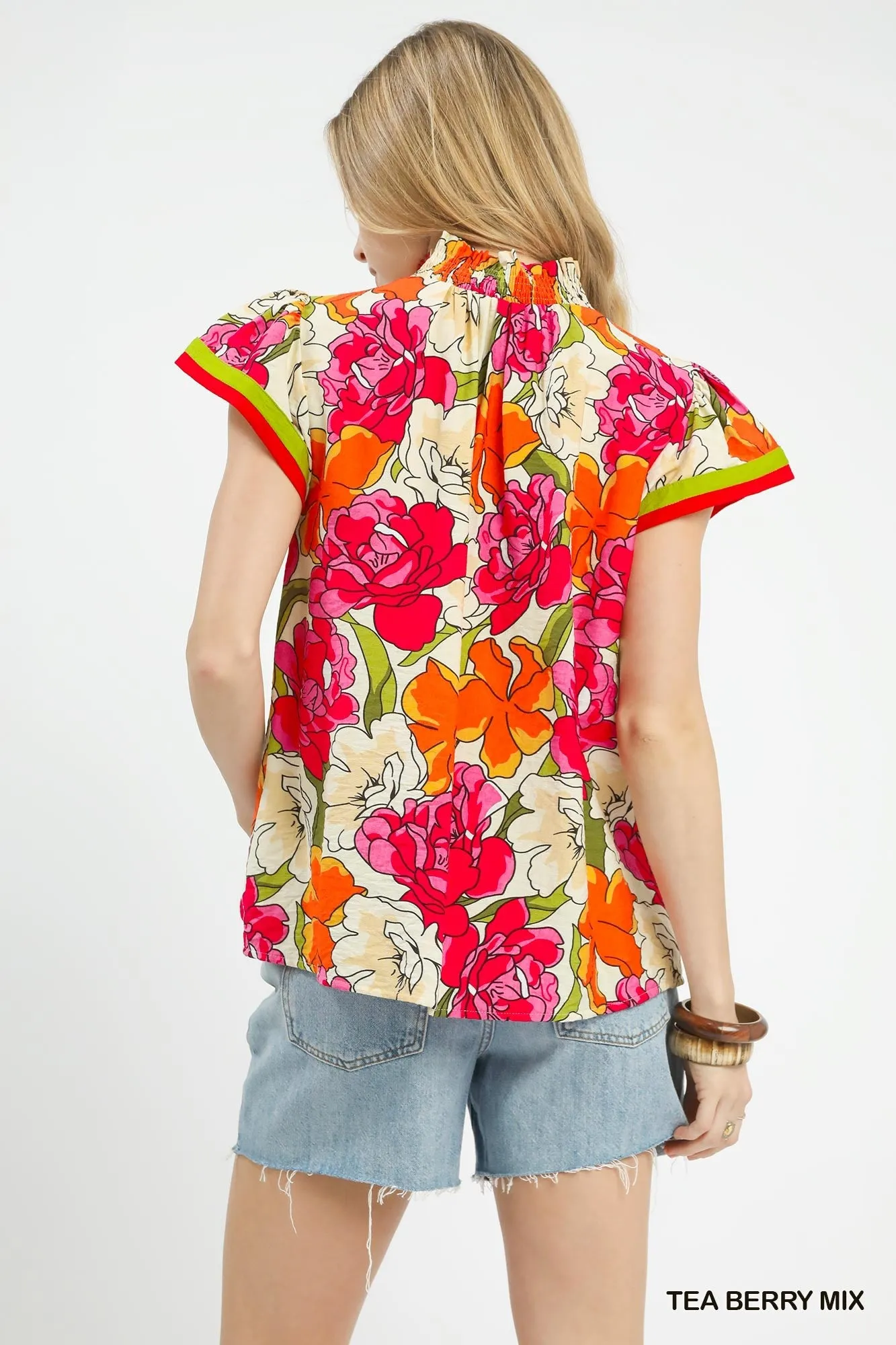 Umgee Floral Print Blouse with Contrast Trim sold by Charming Charlie product image thumbnail 3