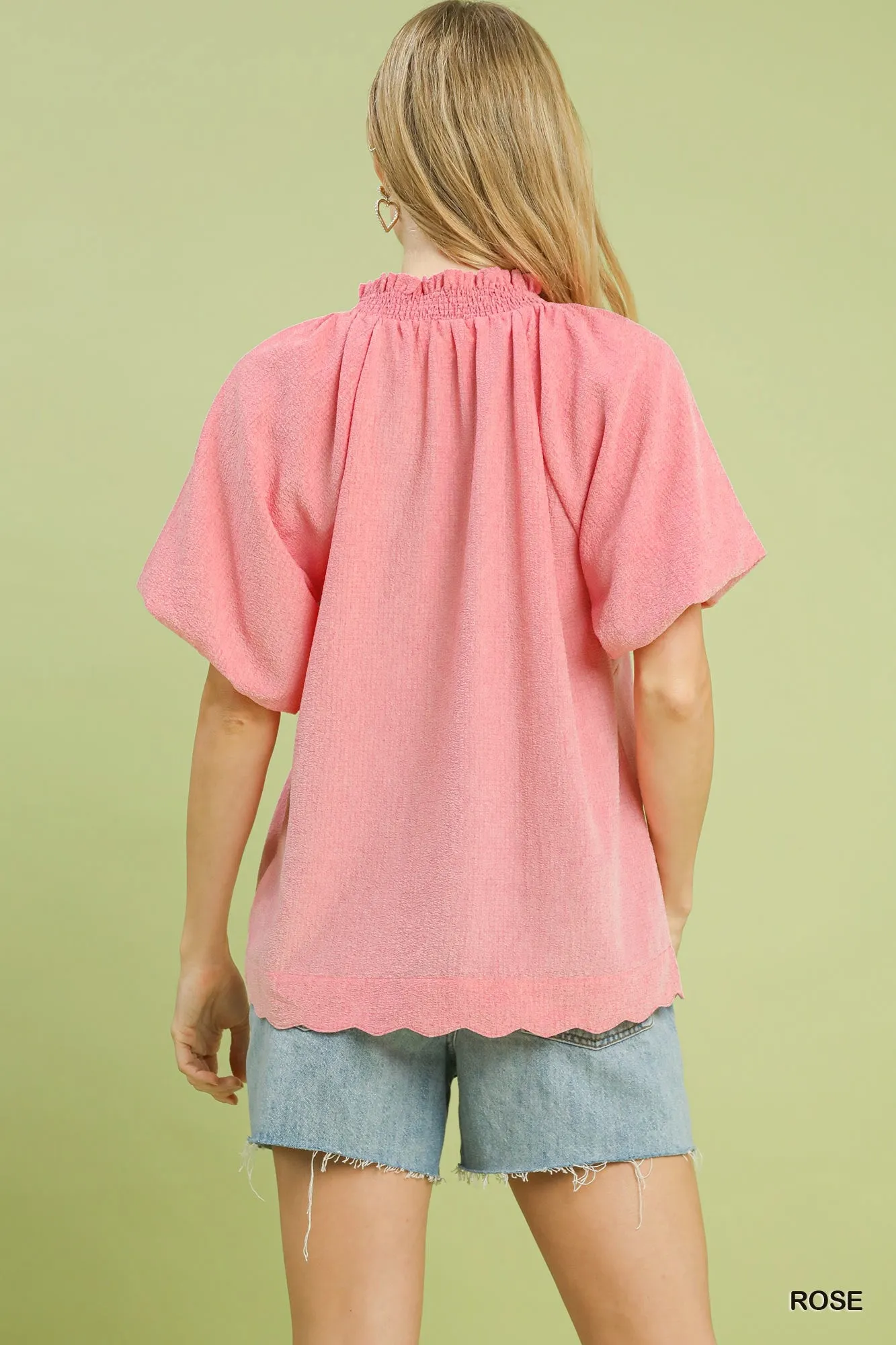 Umgee Scalloped Hem Textured Blouse sold by Charming Charlie product image thumbnail 3