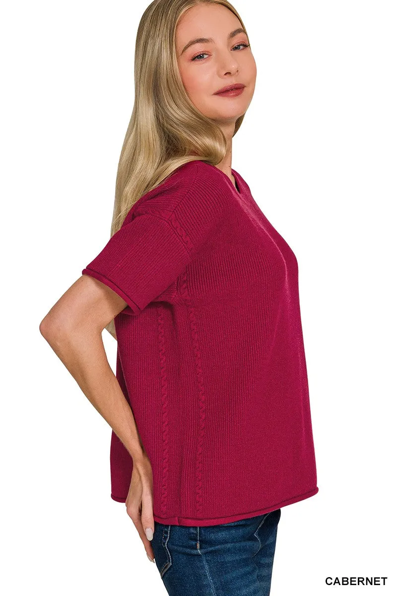 Zenana Viscose Round-neck Short Sleeve Sweater sold by Charming Charlie product image thumbnail 2
