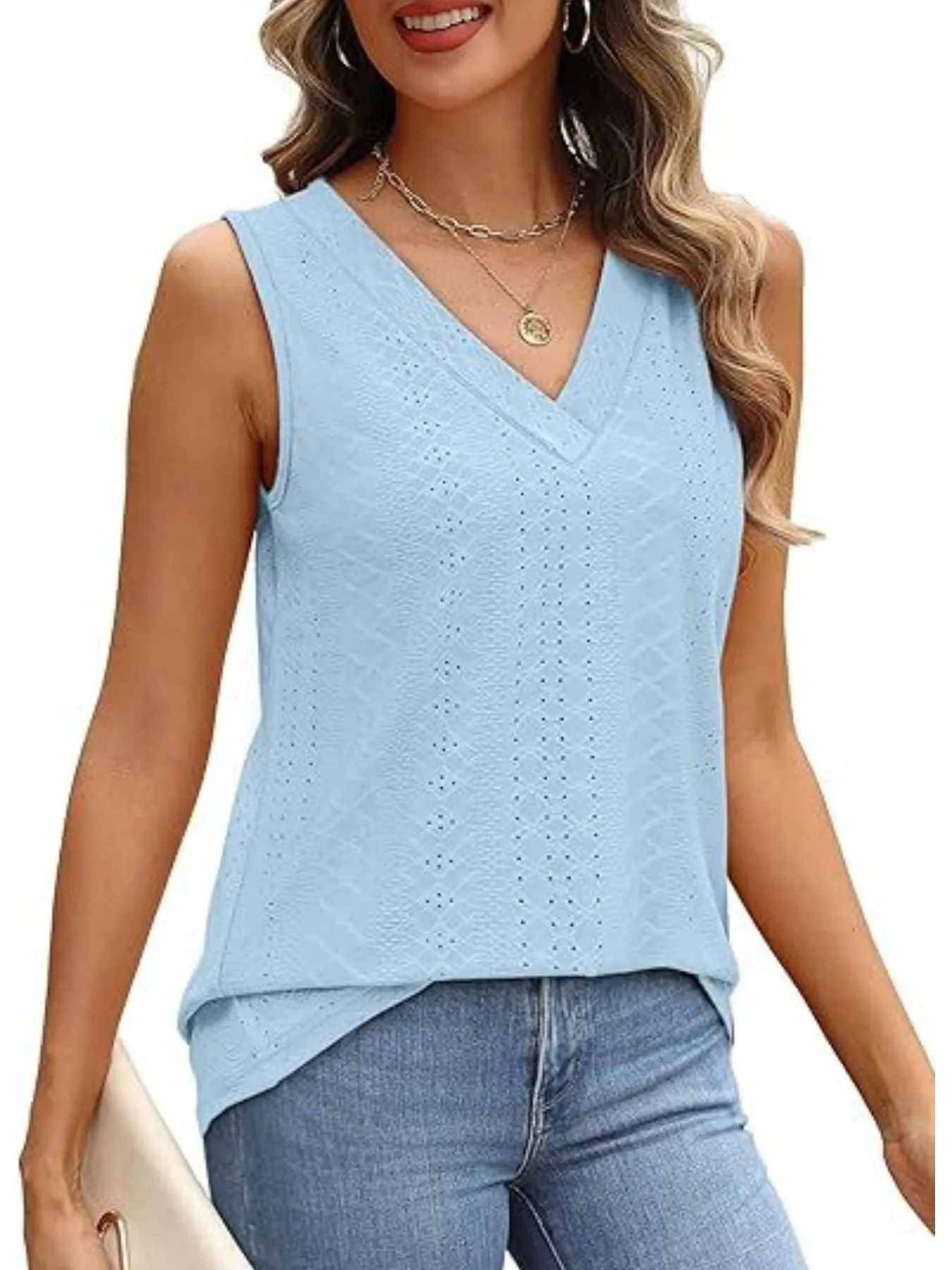 Eyelet V-Neck Tank sold by Charming Charlie product image thumbnail 3