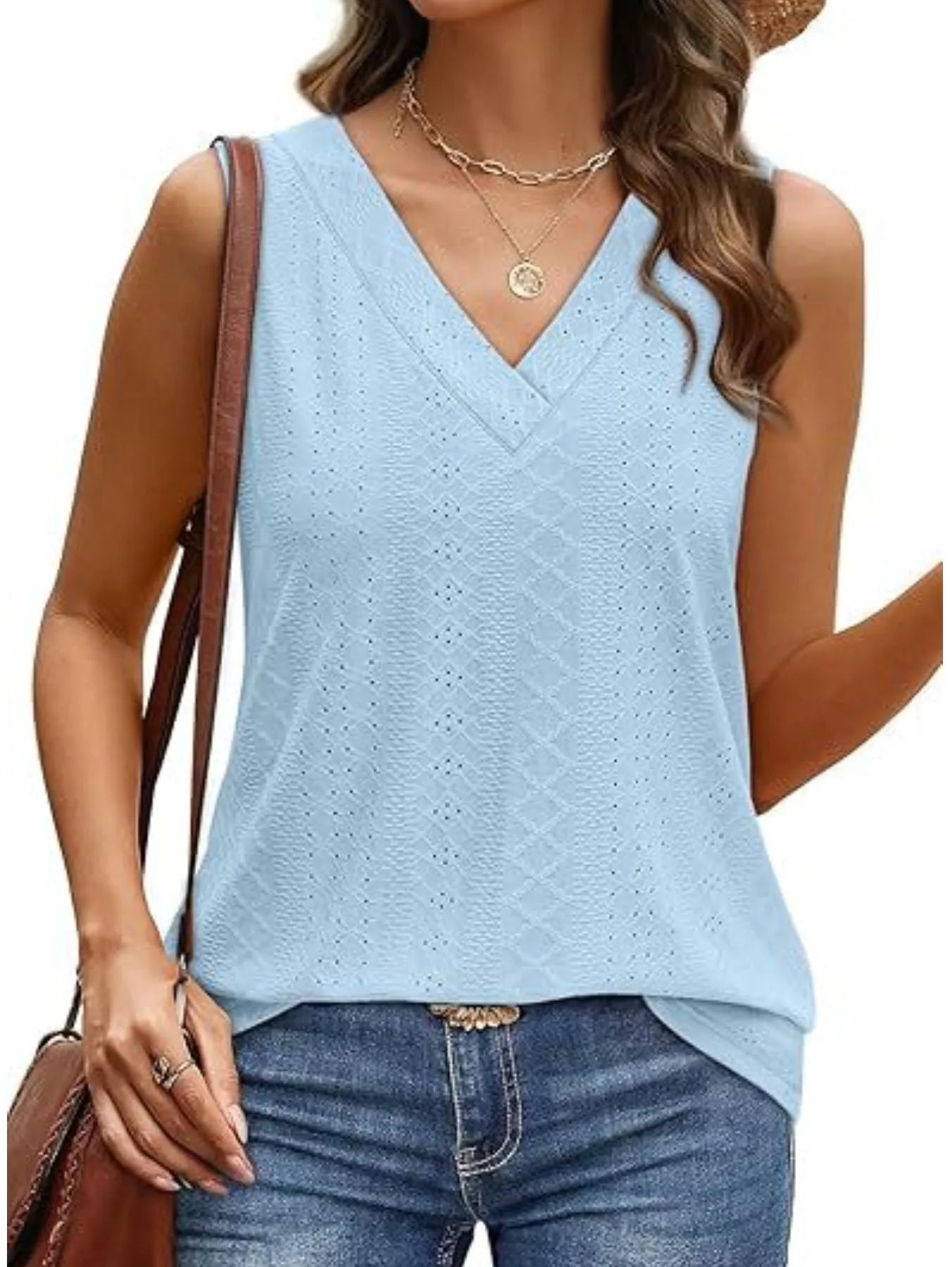 Eyelet V-Neck Tank sold by Charming Charlie product image thumbnail 4