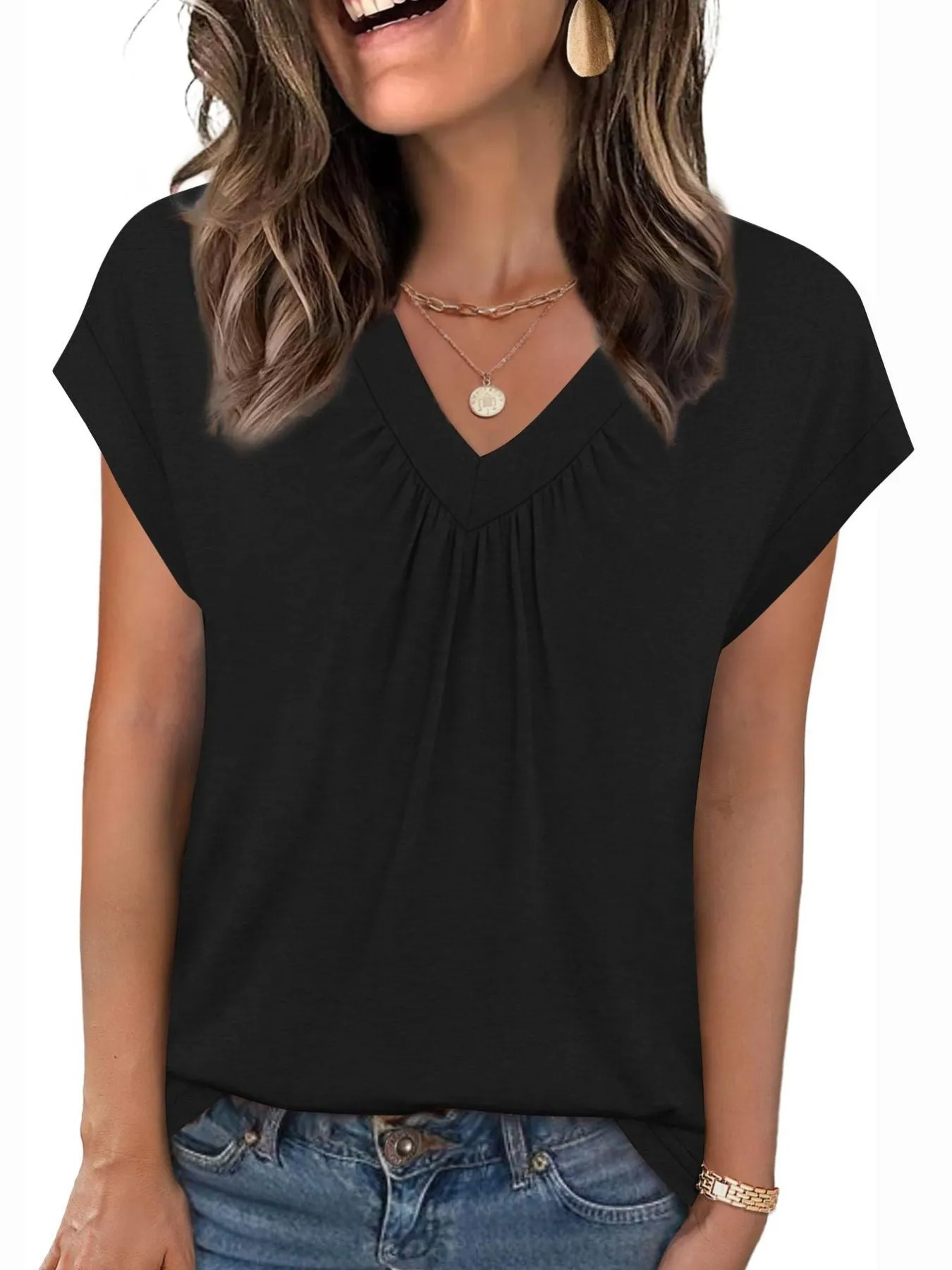 V-Neck Relaxed Fit T-Shirt sold by Charming Charlie product image thumbnail 5