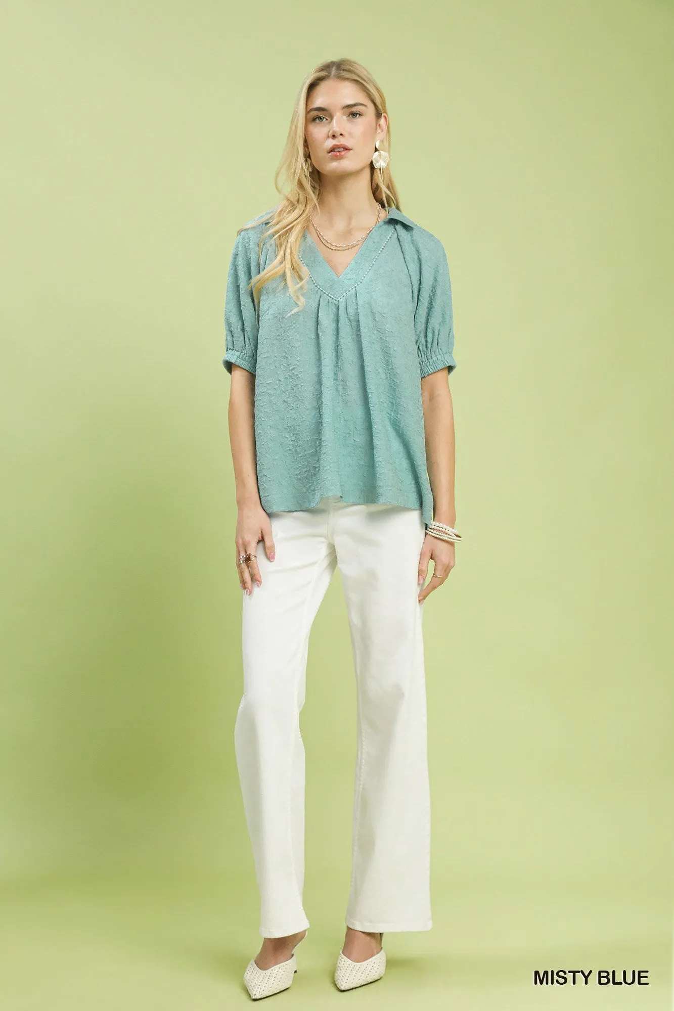 Umgee Textured Trim Detail Short Sleeve Top sold by Charming Charlie product image thumbnail 4