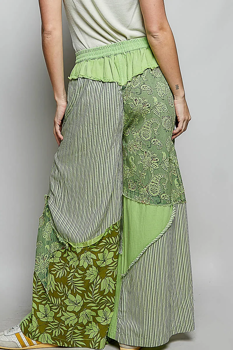 POL Striped Floral Patchwork Wide leg Pants with Side Big Star Patch sold by Charming Charlie product image thumbnail 3