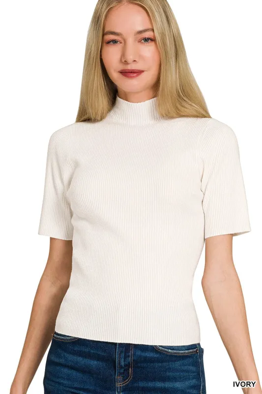 Zenana Viscose Ribbed Mock Neck Sweater made by Trendsi