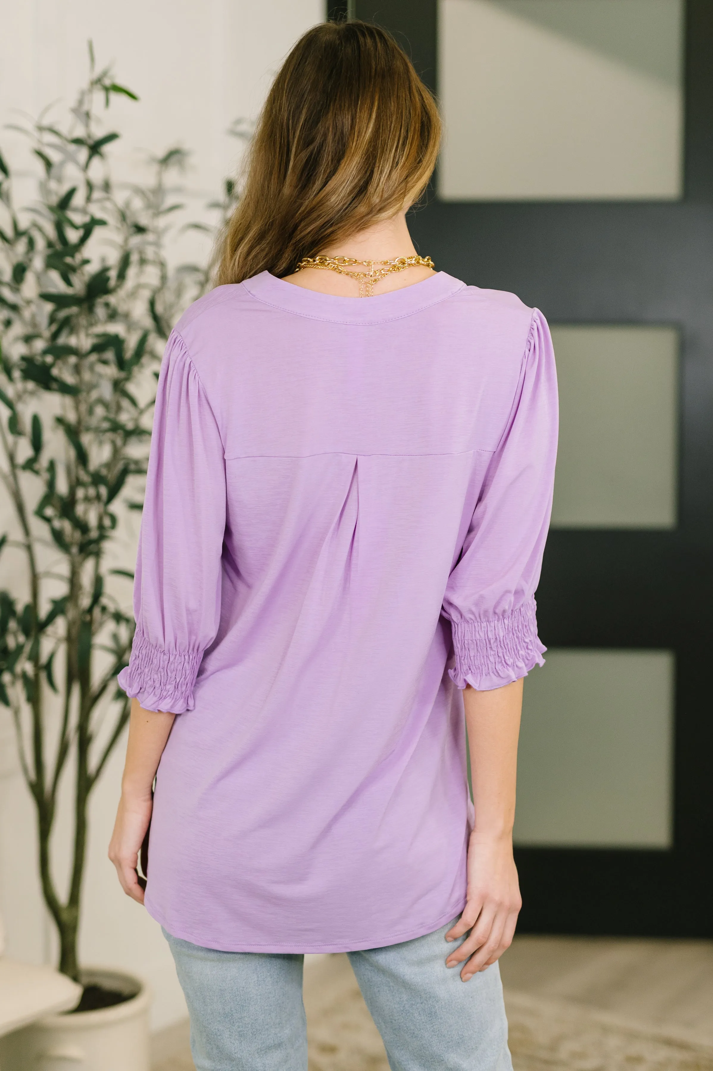 Lizzy Smock Top in Orchid Bloom sold by Charming Charlie product image thumbnail 5