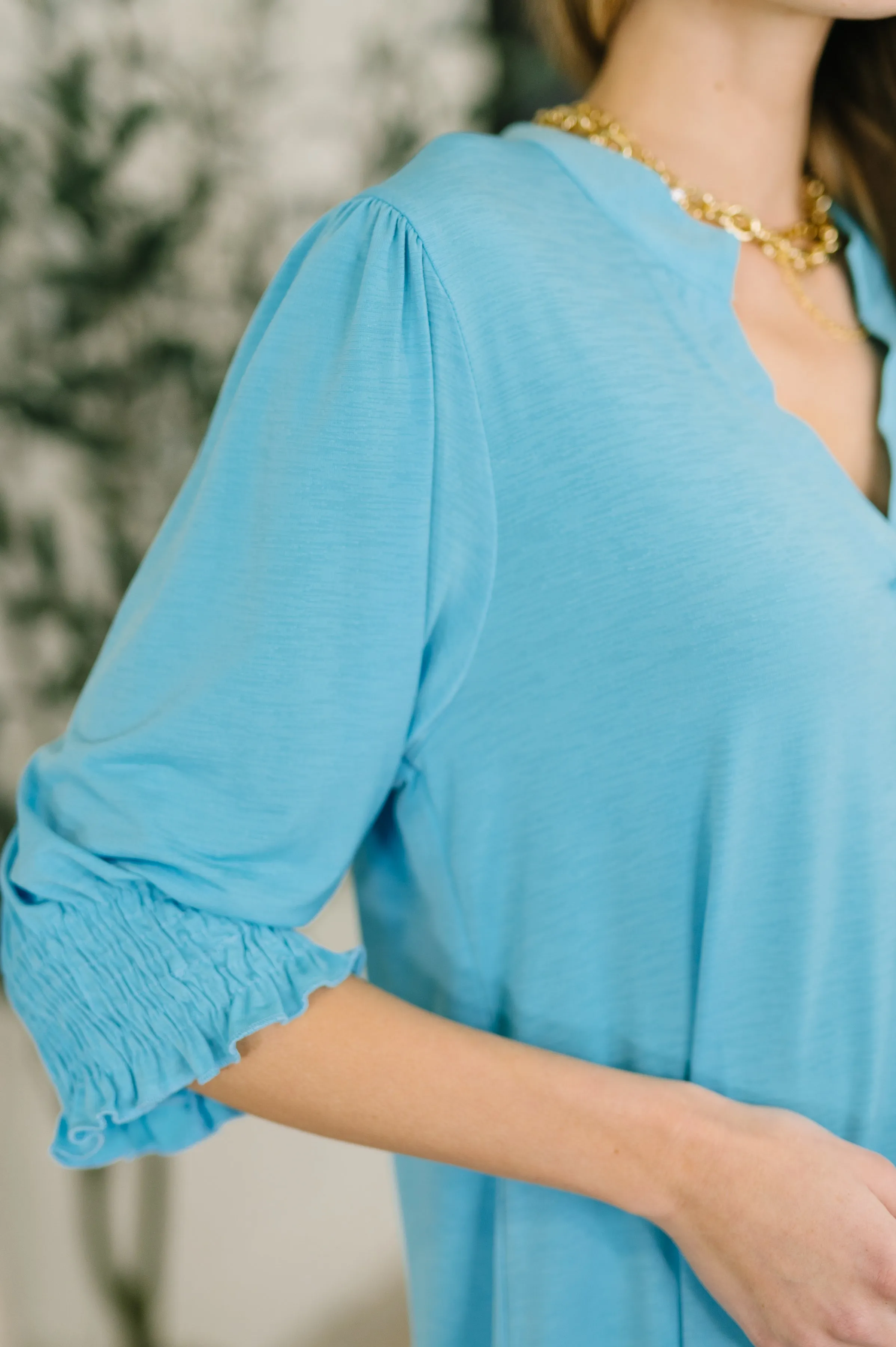 Lizzy Smock Top in Coastal Blue sold by Charming Charlie product image thumbnail 2