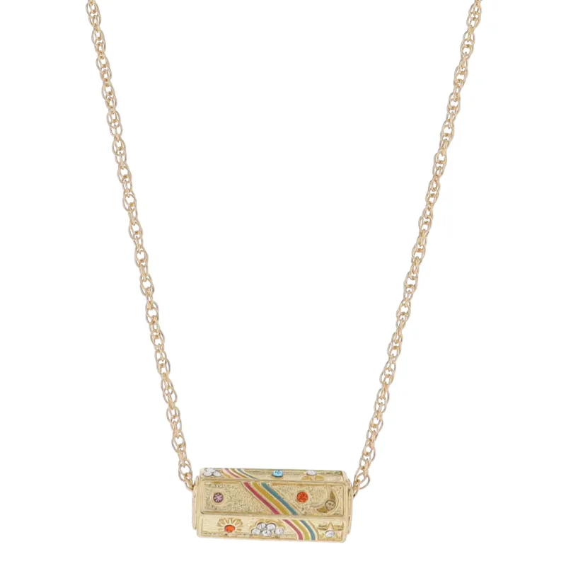 16" 6-Sided Cylinder Bar, Multi Rainbow with Crystal Stars, Clouds, Sun, Moon Necklace, 3" Ext made by Charming Charlie
