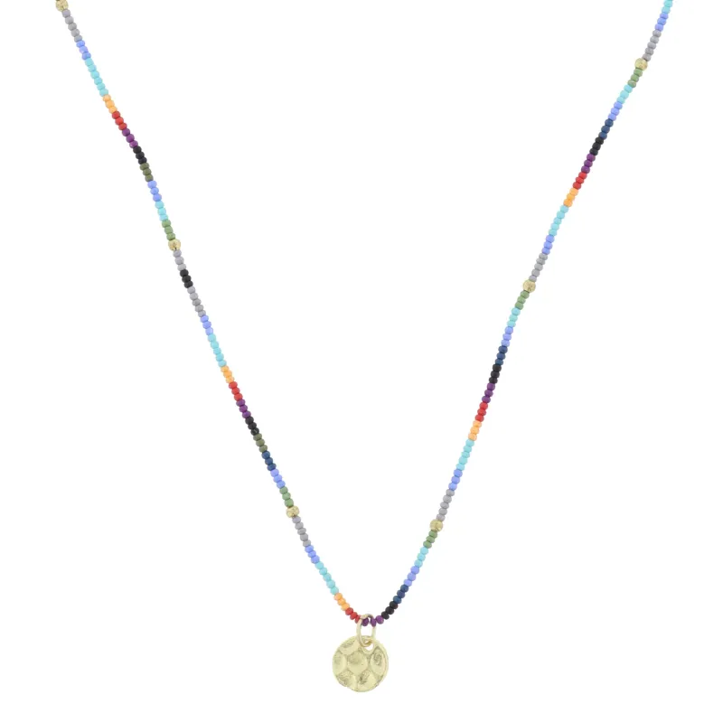 Turquoise and Grey Multi Beaded with Gold Disc Necklace made by Charming Charlie