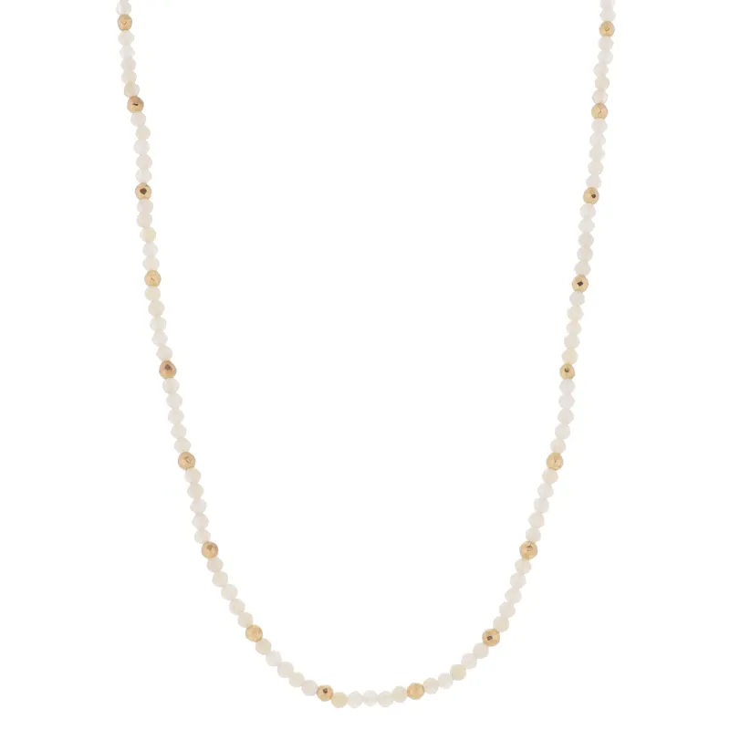 16" Natural Mini Faceted Stone Beaded with Gold Bead Accents Necklace, 3" Ext made by Charming Charlie