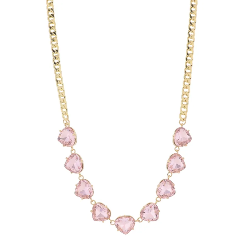15" Light Pink Crystal Portion on Gold Curb Chain Necklace, 3" Ext made by Charming Charlie