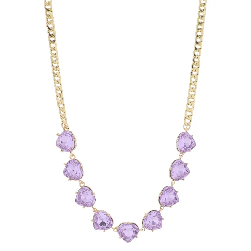 15" Lavender Crystal Portion on Gold Curb Chain Necklace, 3" Ext made by Charming Charlie