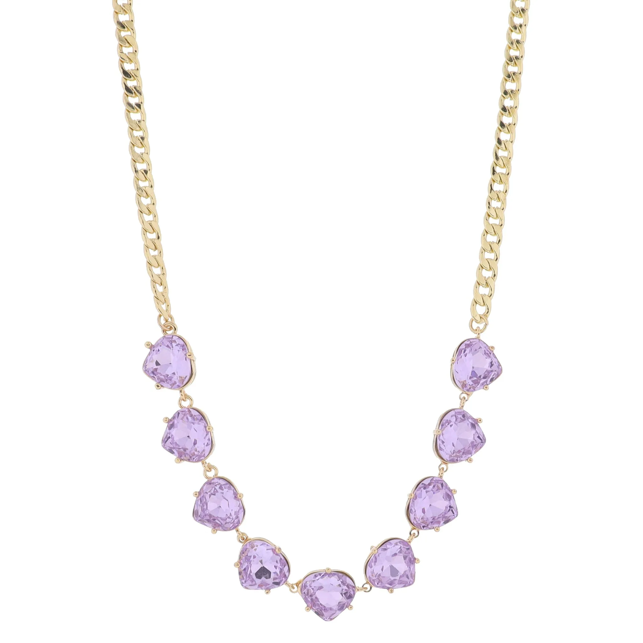 15" Lavender Crystal Portion on Gold Curb Chain Necklace, 3" Ext sold by Charming Charlie