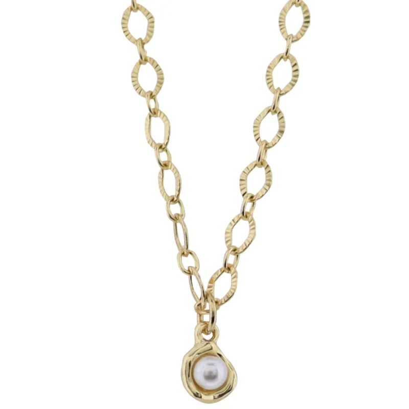18K Gold Plated Chain Necklace with Pearl Inside Gold Casting made by Charming Charlie