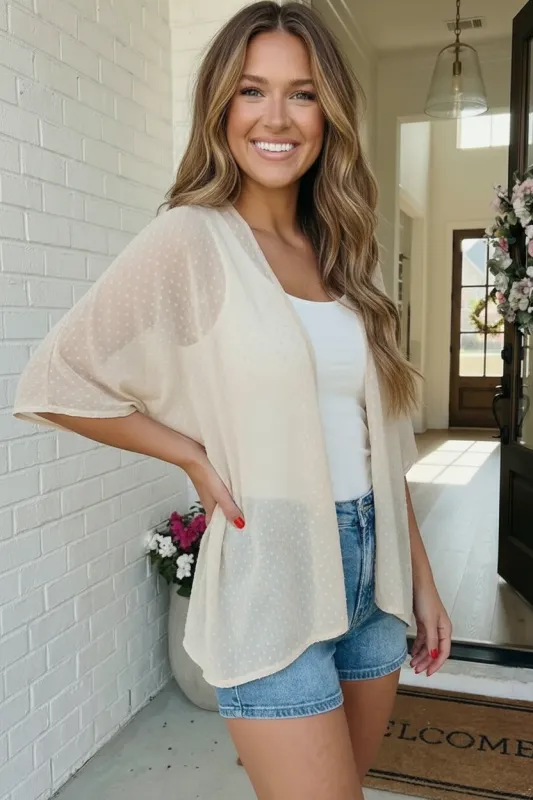 Blush Dotted Darling Kimono Cardigan made by Charming Charlie