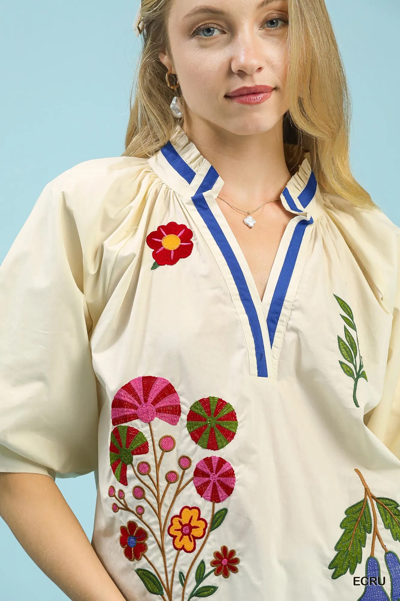 Umgee Embroidered Floral V-Neck Blouse sold by Charming Charlie product image thumbnail 5