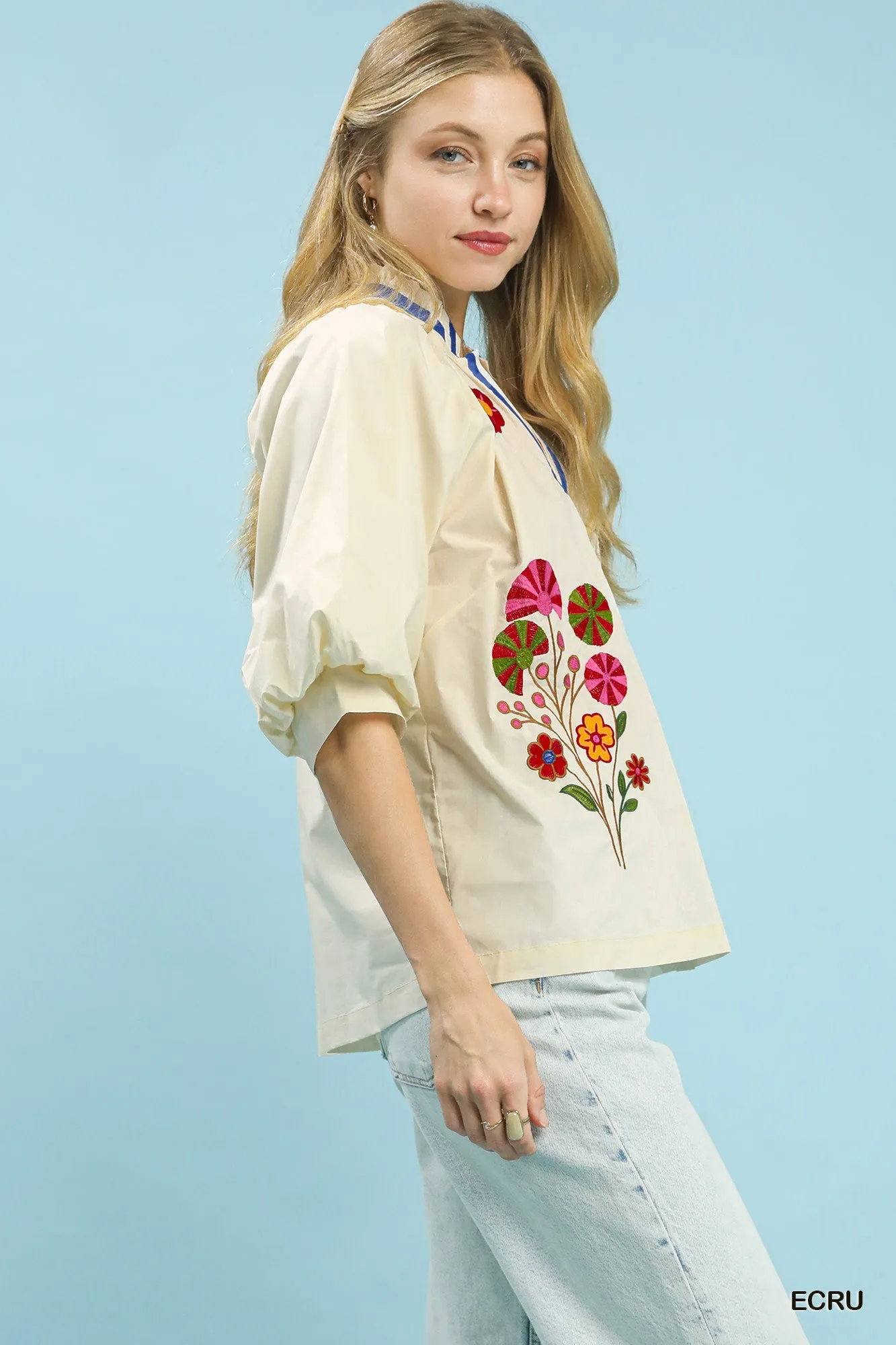 Umgee Embroidered Floral V-Neck Blouse sold by Charming Charlie product image thumbnail 2