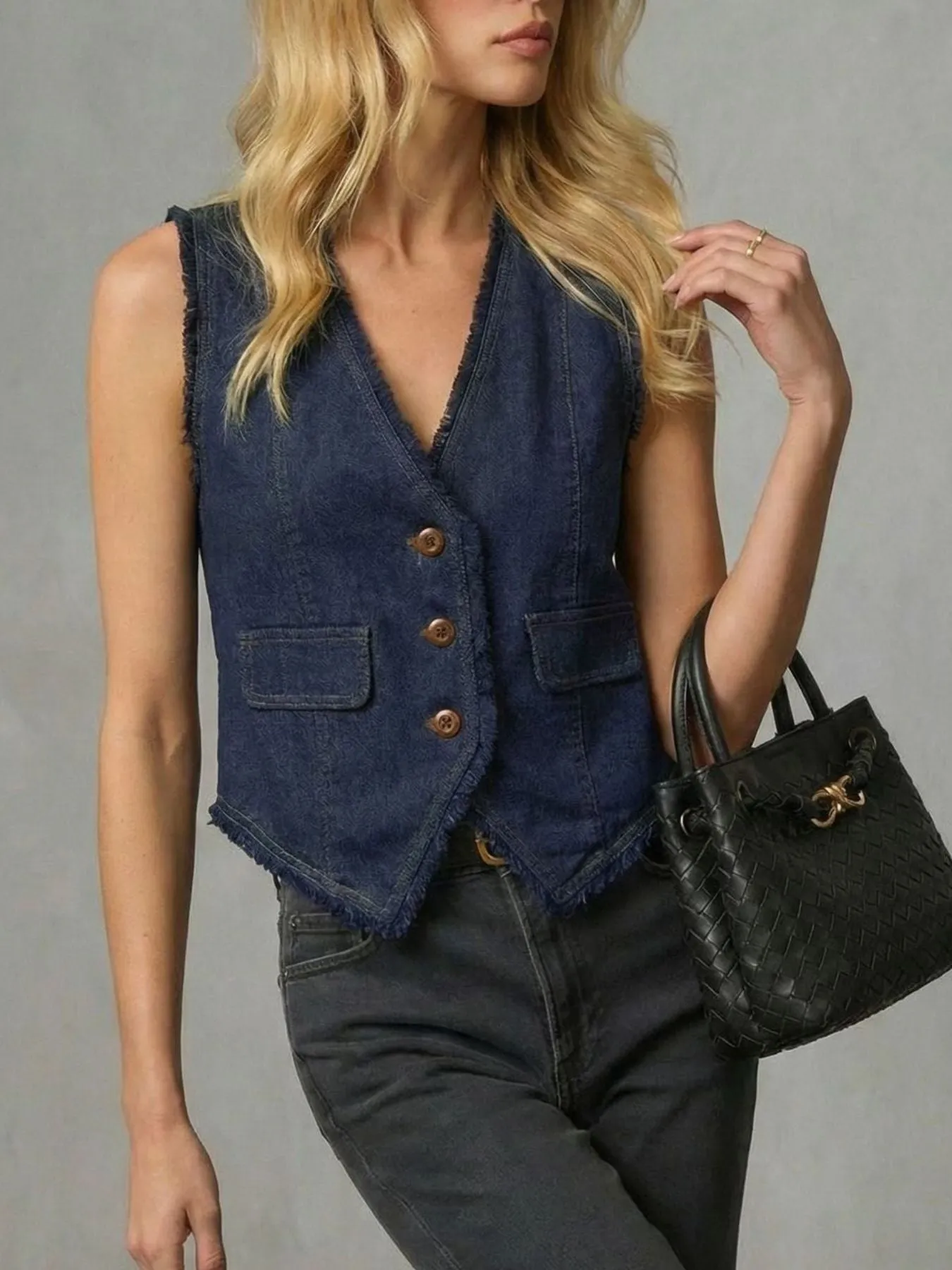 Frayed Hem Denim Vest sold by Charming Charlie product image thumbnail 5