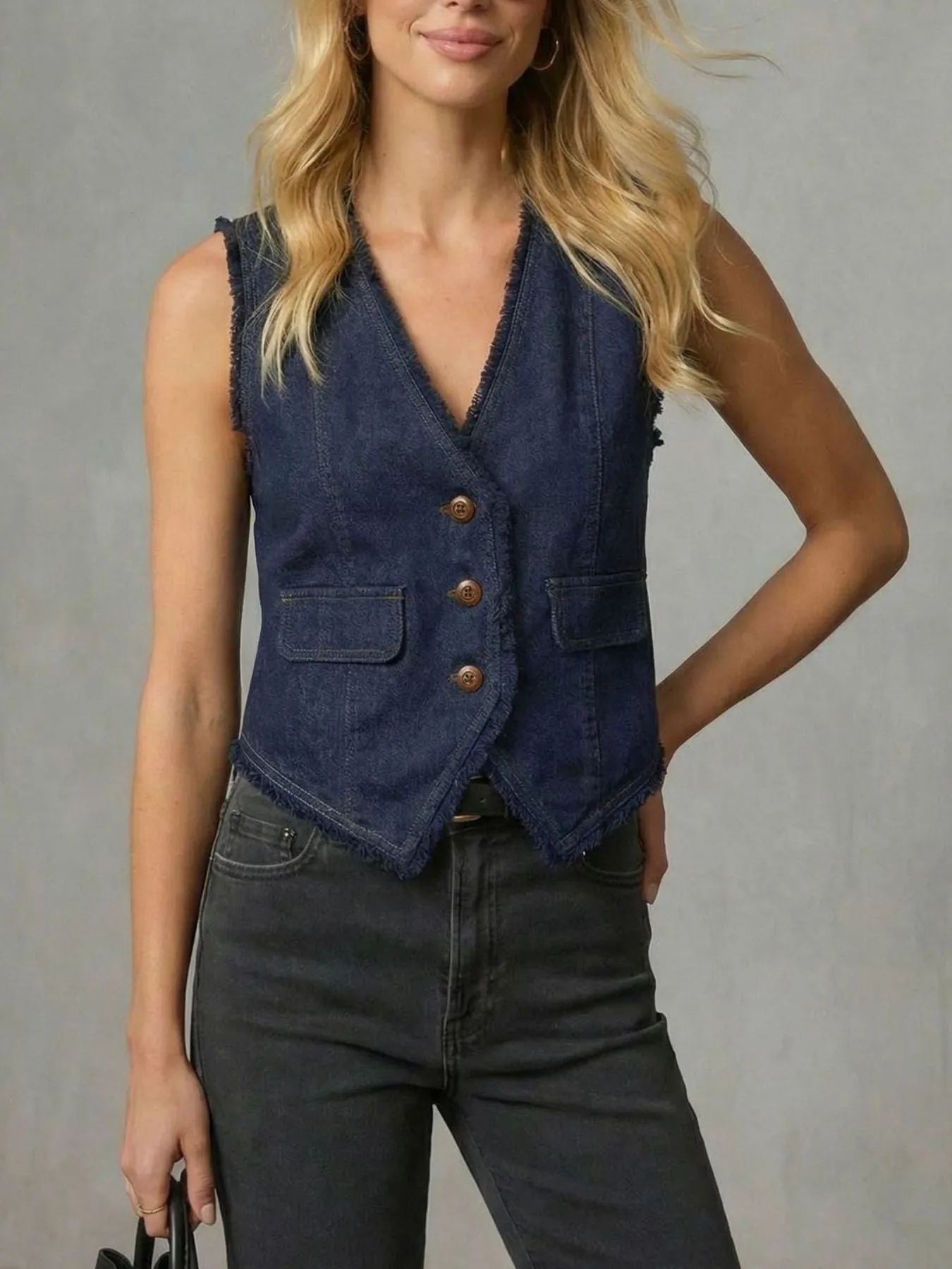 Frayed Hem Denim Vest sold by Charming Charlie product image thumbnail 2