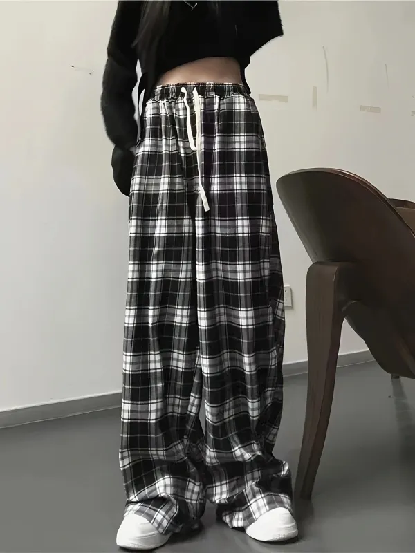 Plaid High Waist Wide Leg Pants made by Trendsi