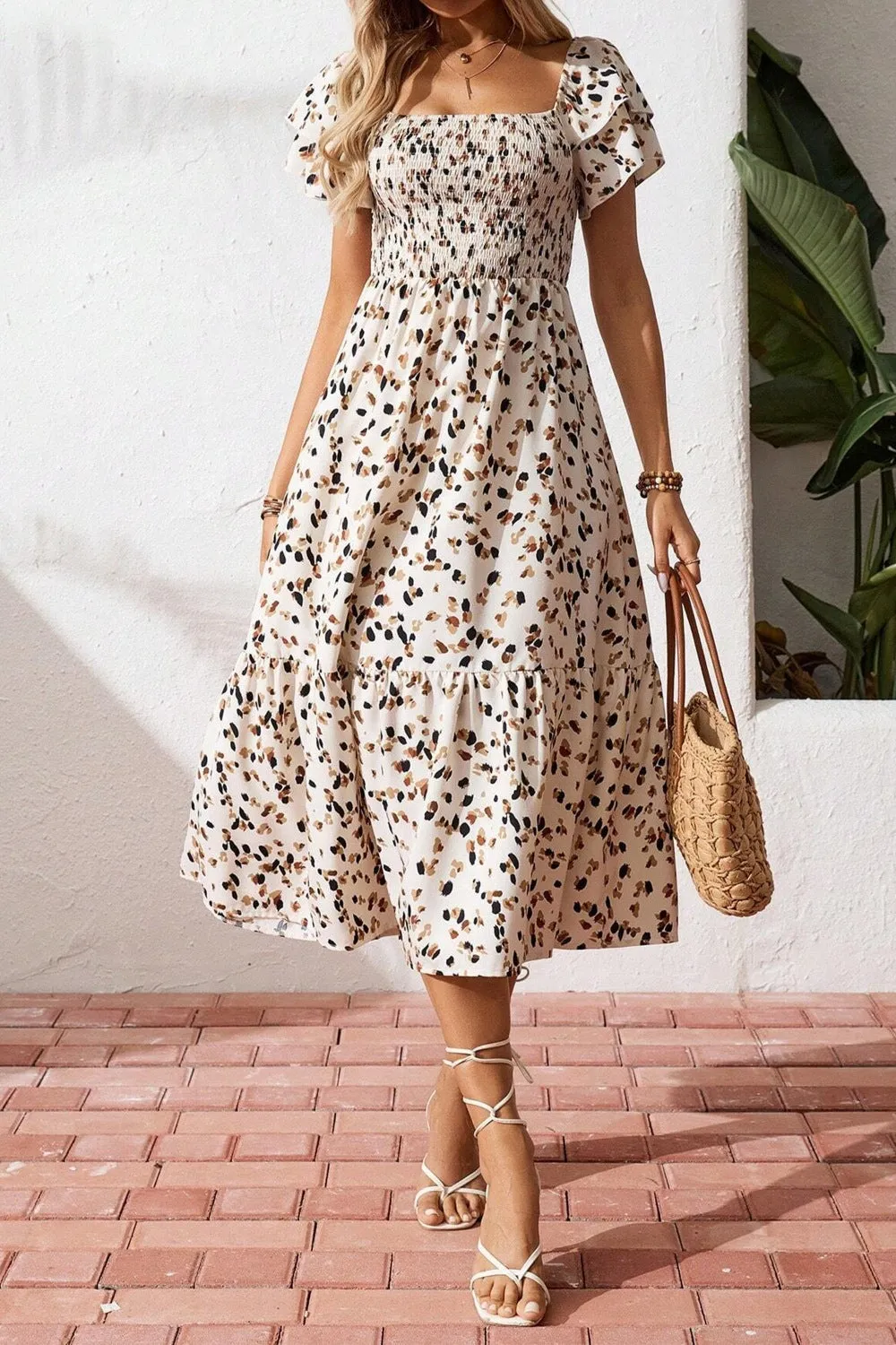 Square Neck Ruffle Sleeve Midi Dress sold by Charming Charlie product image thumbnail 5