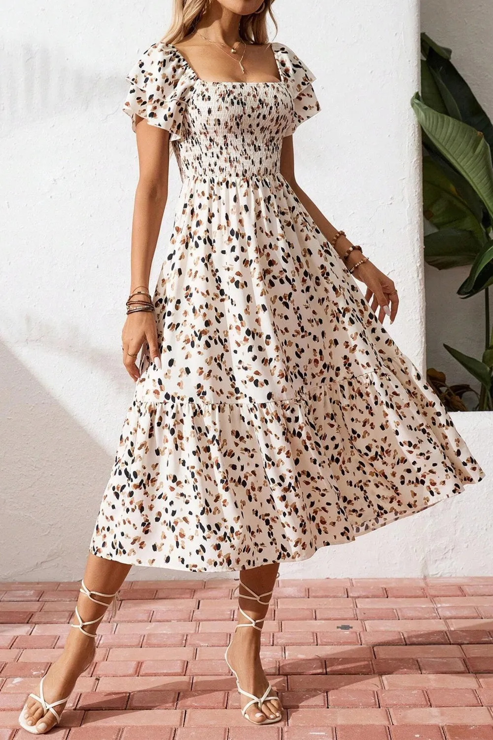 Square Neck Ruffle Sleeve Midi Dress sold by Charming Charlie product image thumbnail 2