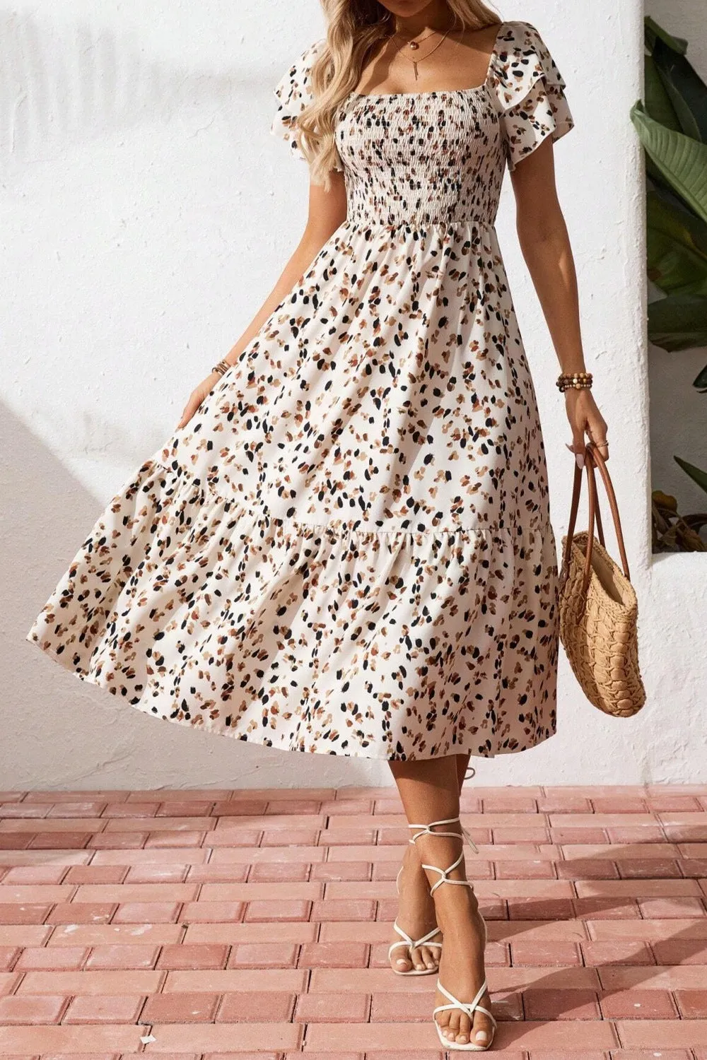 Square Neck Ruffle Sleeve Midi Dress sold by Charming Charlie product image thumbnail 4