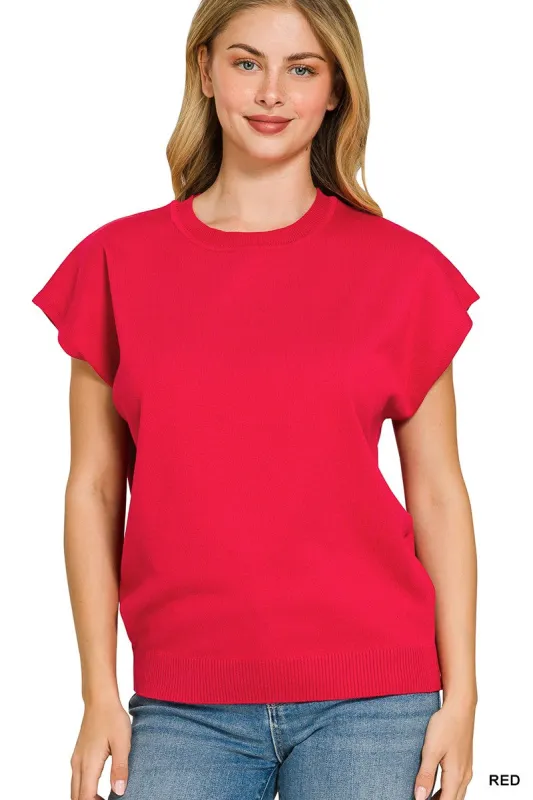 Zenana Viscose Round-neck Short Sleeve Sweater made by Trendsi