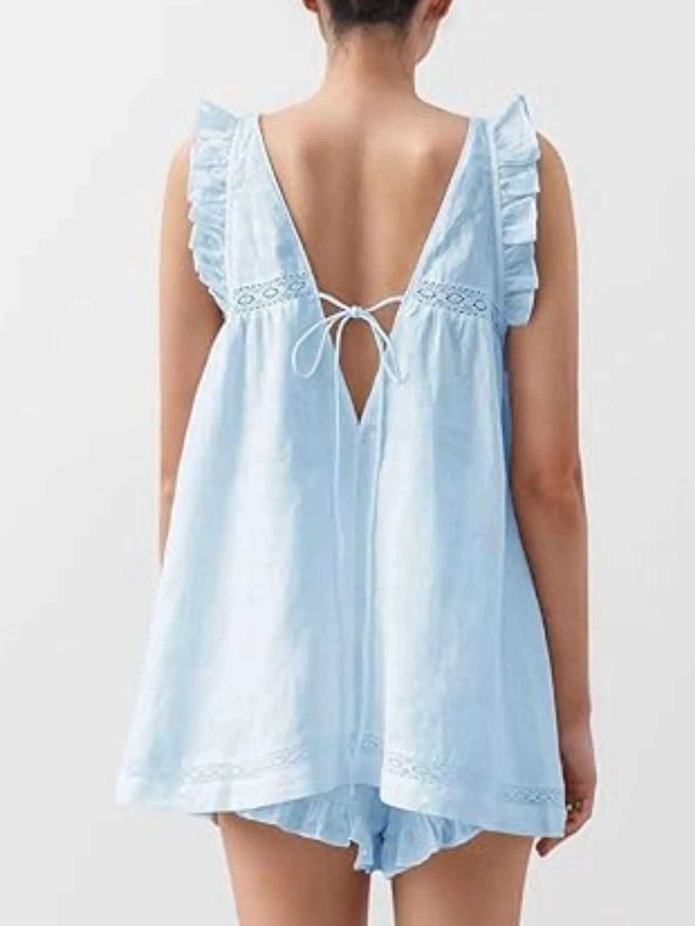 Ruffle Trim V-Neck Top and Shorts Set sold by Charming Charlie product image thumbnail 3