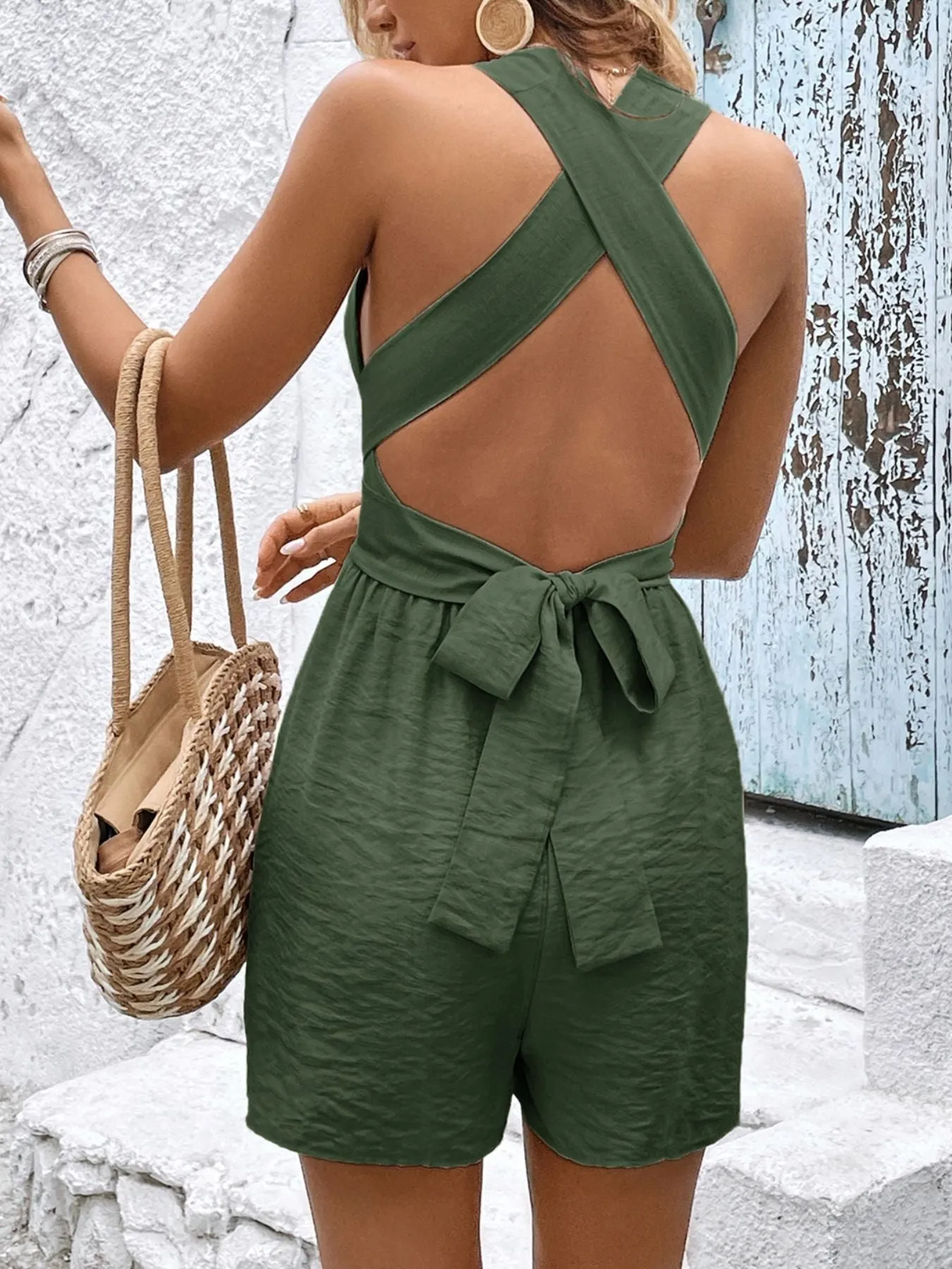 Crisscross Back Sleeveless Romper sold by Charming Charlie product image thumbnail 5