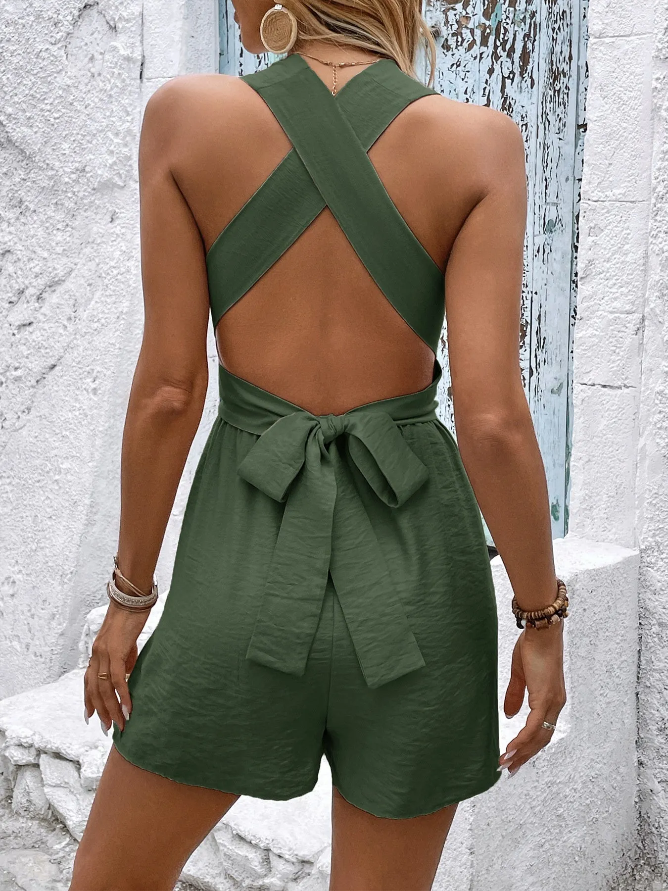 Crisscross Back Sleeveless Romper sold by Charming Charlie product image thumbnail 4