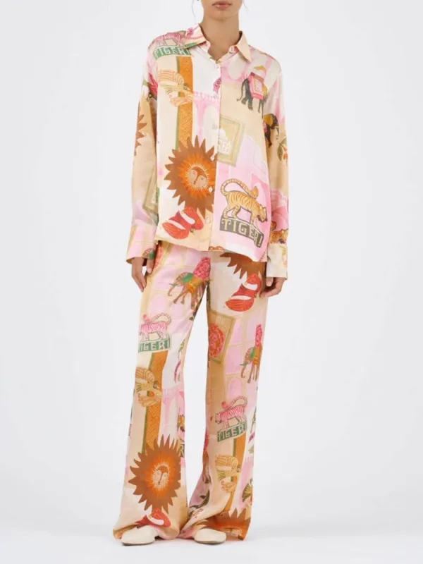 Animal Print Button Up Shirt and Pants Set made by Trendsi