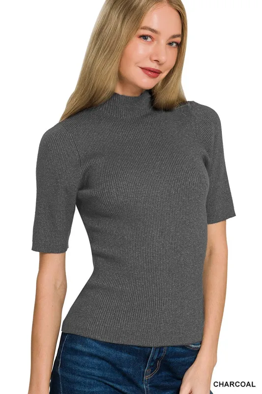 Zenana Viscose Ribbed Mock Neck Sweater made by Trendsi