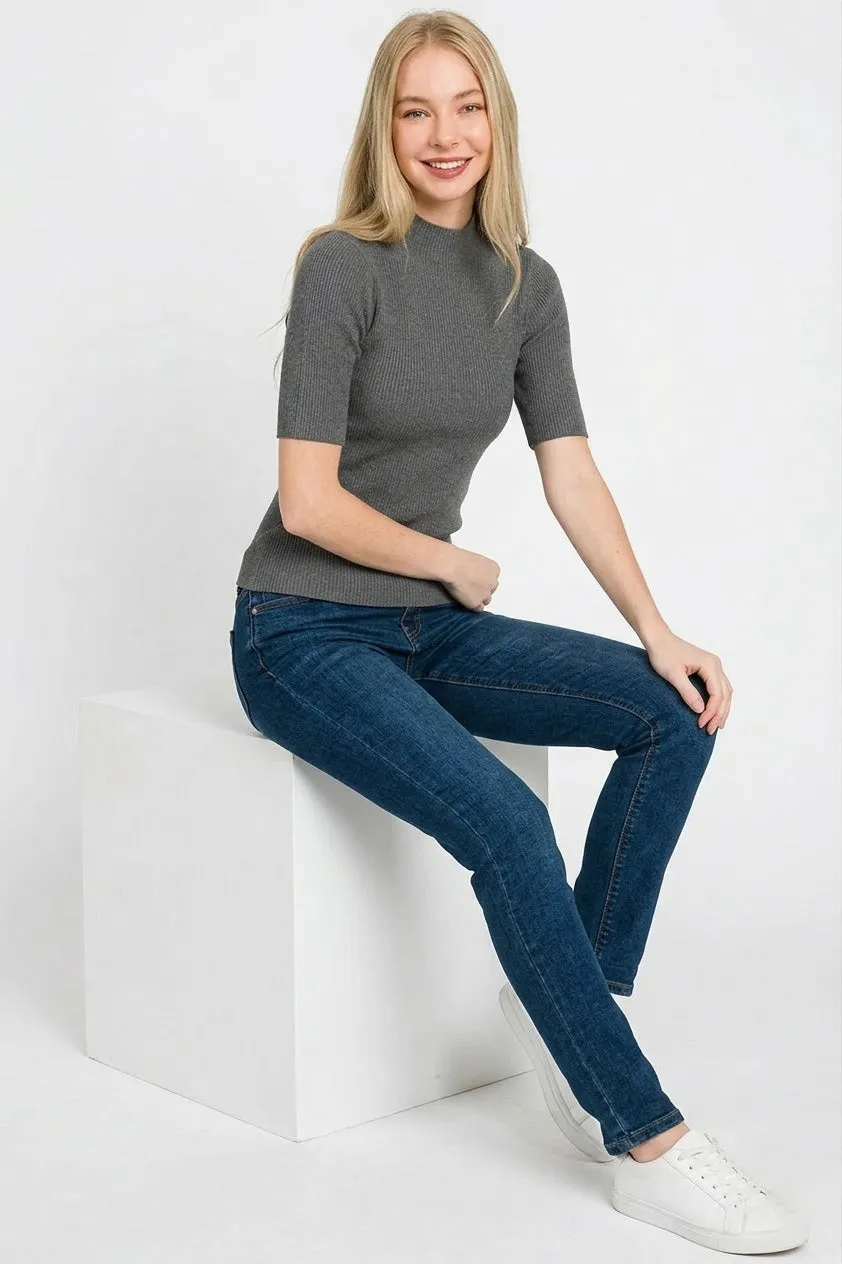 Zenana Viscose Ribbed Mock Neck Sweater sold by Charming Charlie product image thumbnail 3