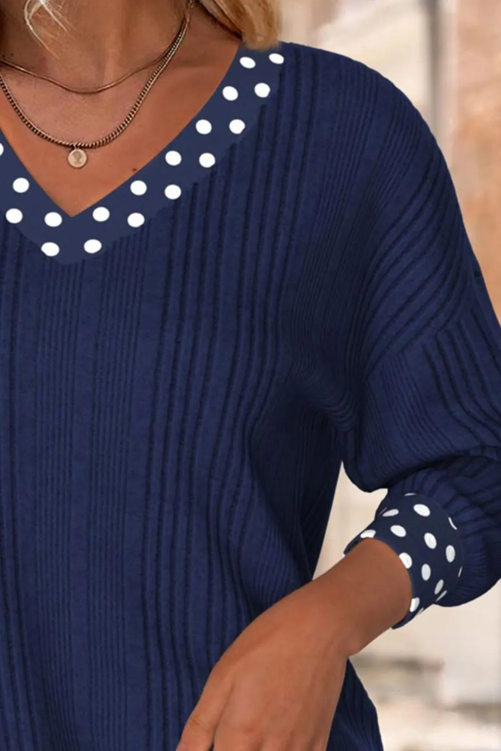 Polka Dot Bowknot Long Sleeve Blouse sold by Charming Charlie product image thumbnail 3