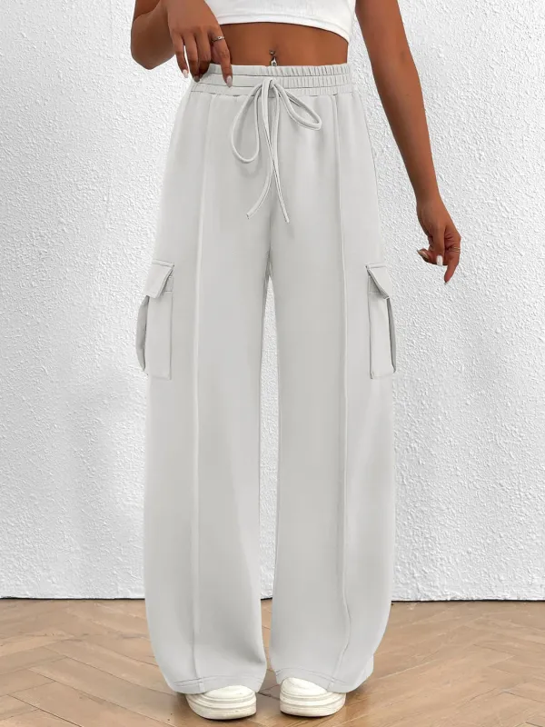 Casual High Waist Cargo Pants with Drawstring made by Trendsi