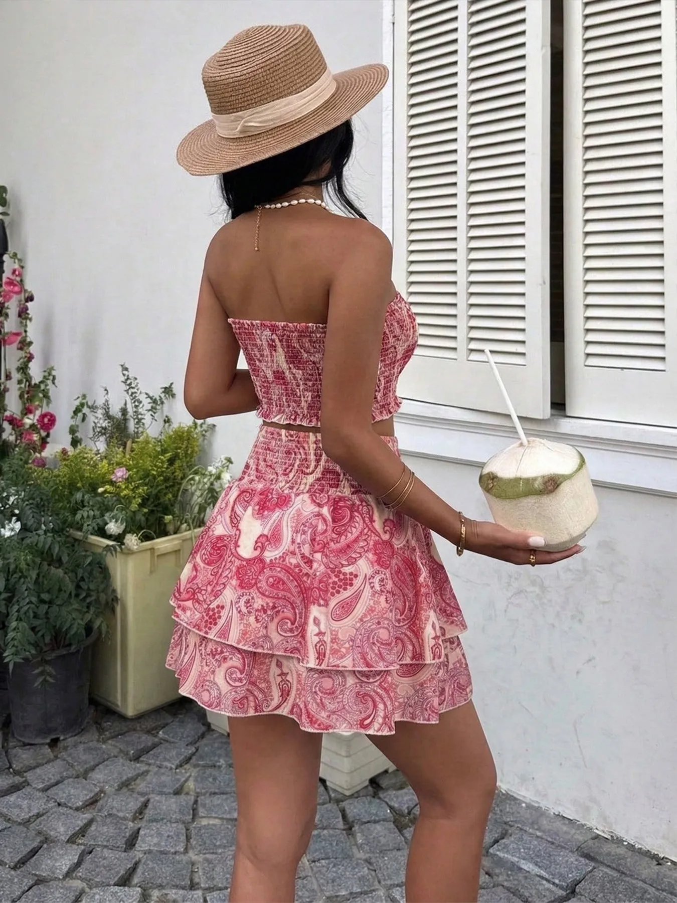 Paisley Print Tube Top and Ruffle Mini Skirt Set sold by Charming Charlie product image thumbnail 5