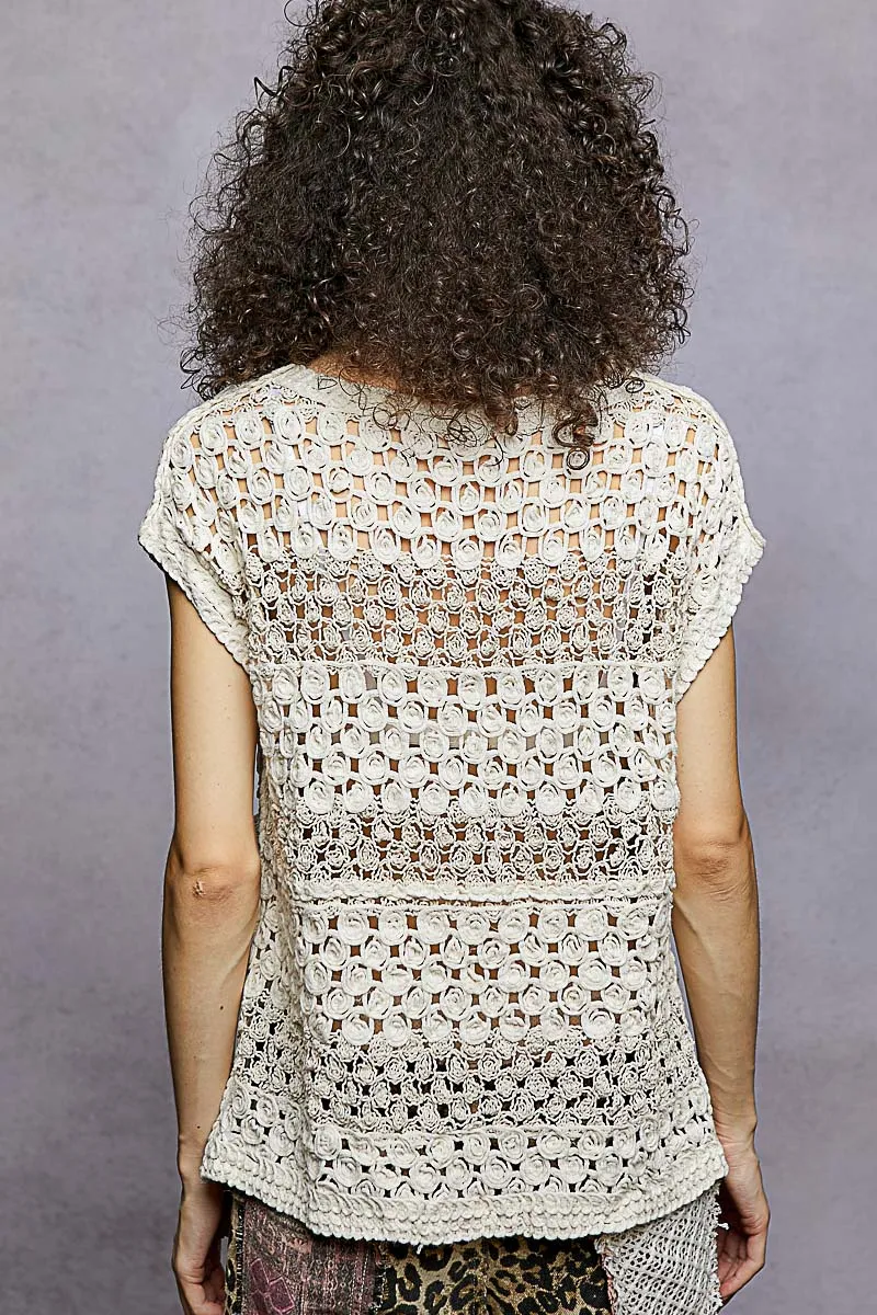 POL Openwork Round Neck Crochet Top sold by Charming Charlie product image thumbnail 4