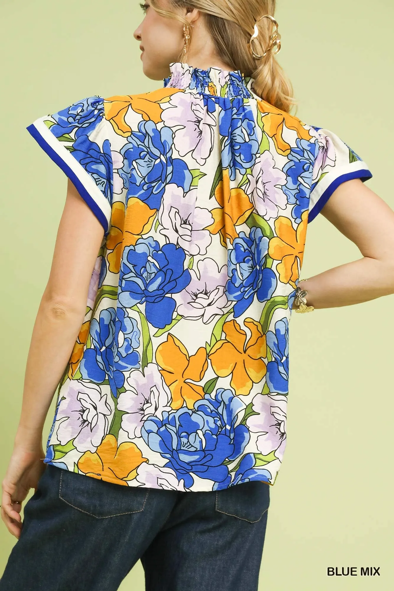 Umgee Floral Print Blouse with Contrast Trim sold by Charming Charlie product image thumbnail 3