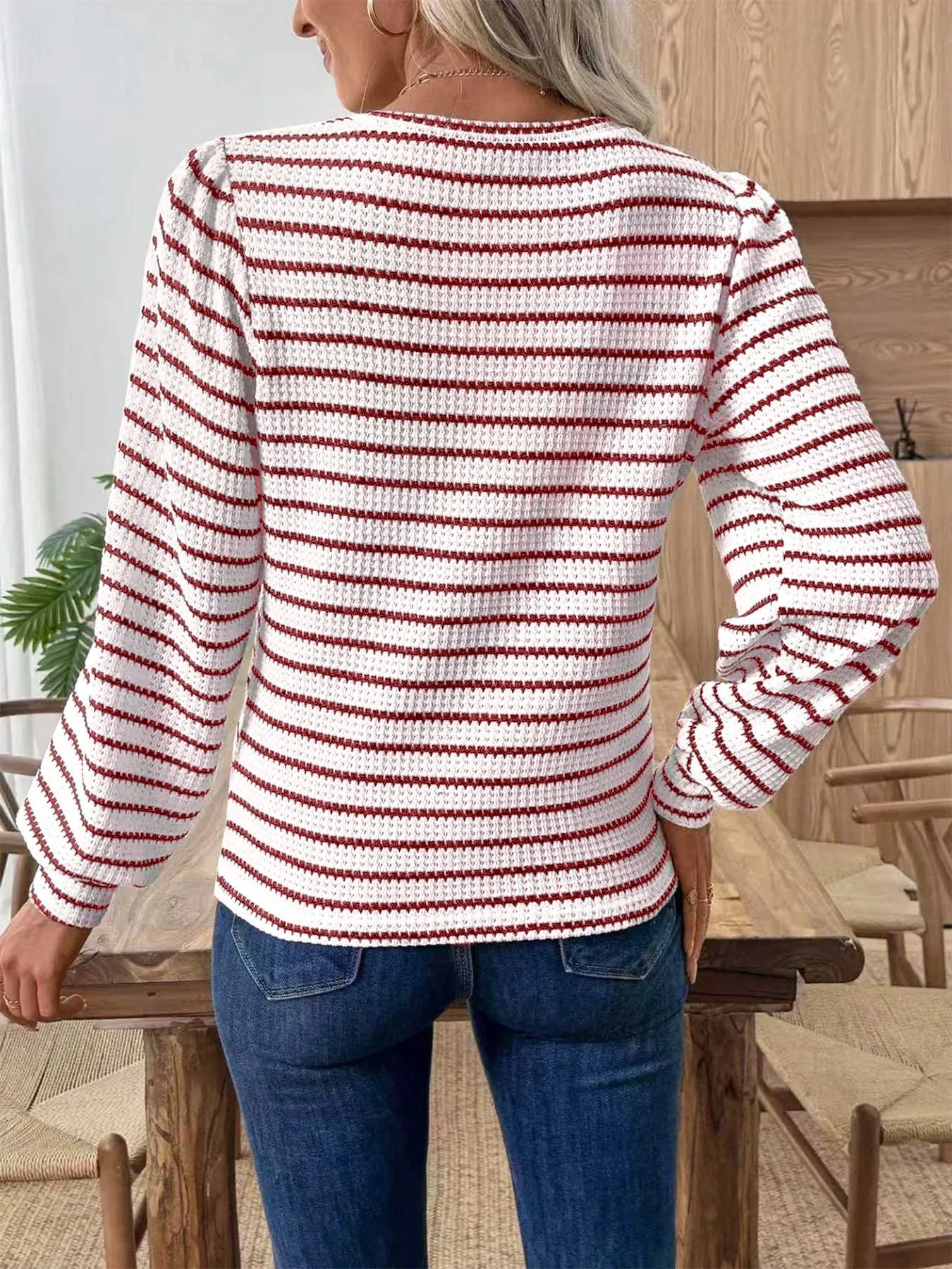 Striped Long Sleeve Texture Knit T-Shirt sold by Charming Charlie product image thumbnail 5